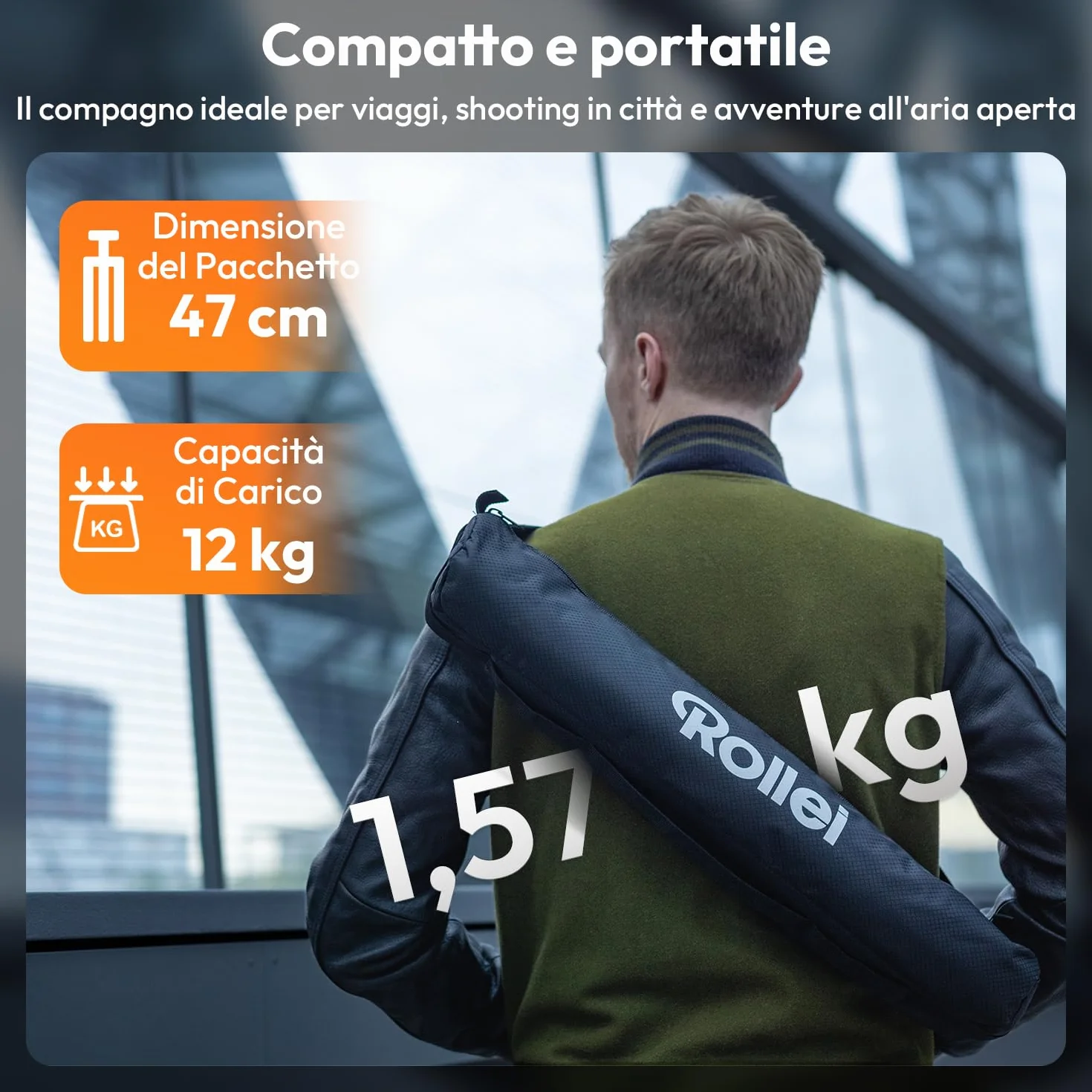 Rollei C6i Treppiede Fotocamera Nero, 171,5cm Cavalletto Fotografico Carbonio Viaggio con Testa Sfera a 360° Tripod Camera per Sony Canon Nikon DSLR Treppiede per Smartphone con Supporto per Telefono