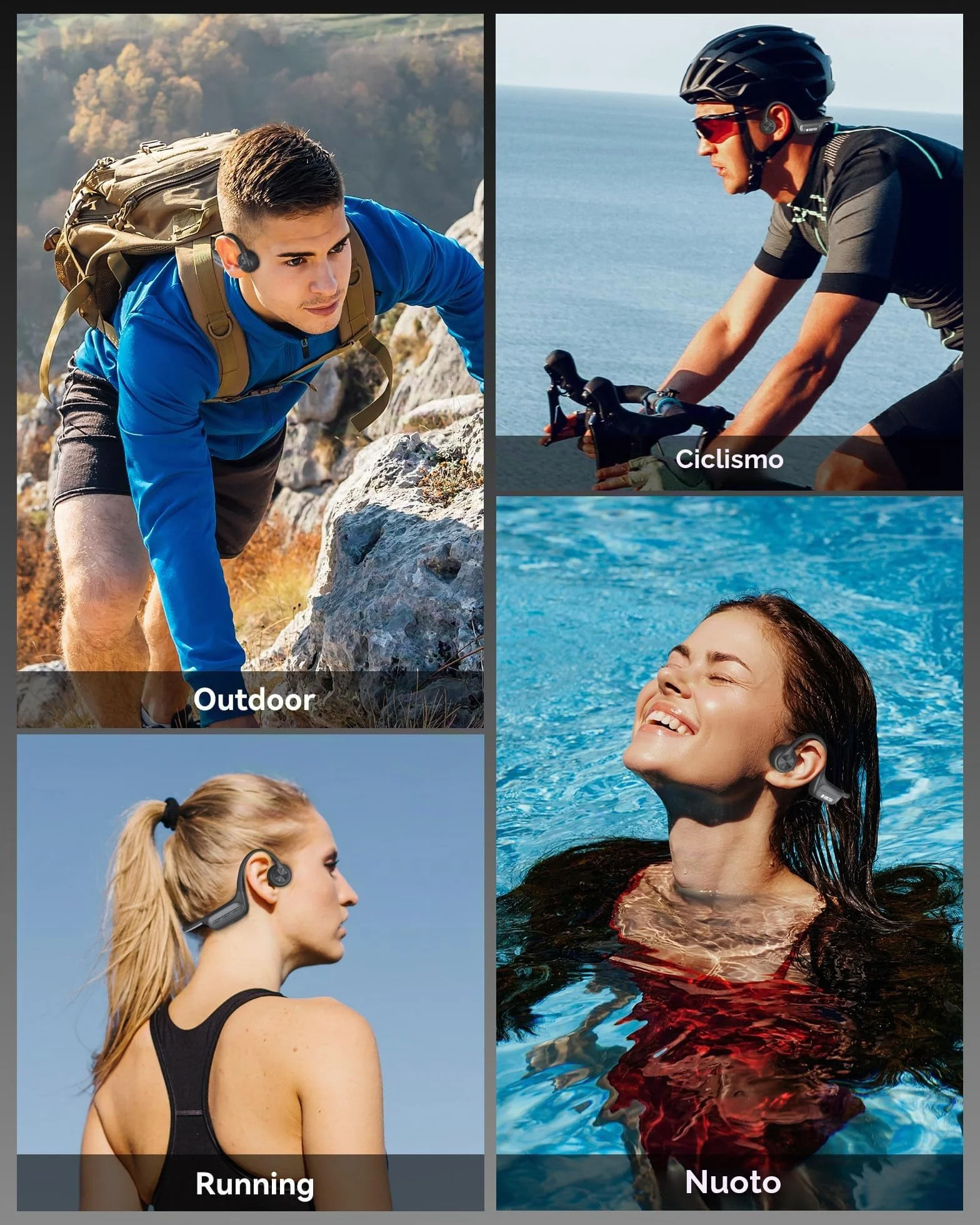 Voistek Cuffie Conduzione Ossea, IP68 Impermeabili Subacquee per Piscina e Nuoto, Bluetooth 5.4 con Lettore MP3 Built-in 32G Memoria, Auricolari Sportive per Surf, Corsa, Ciclismo