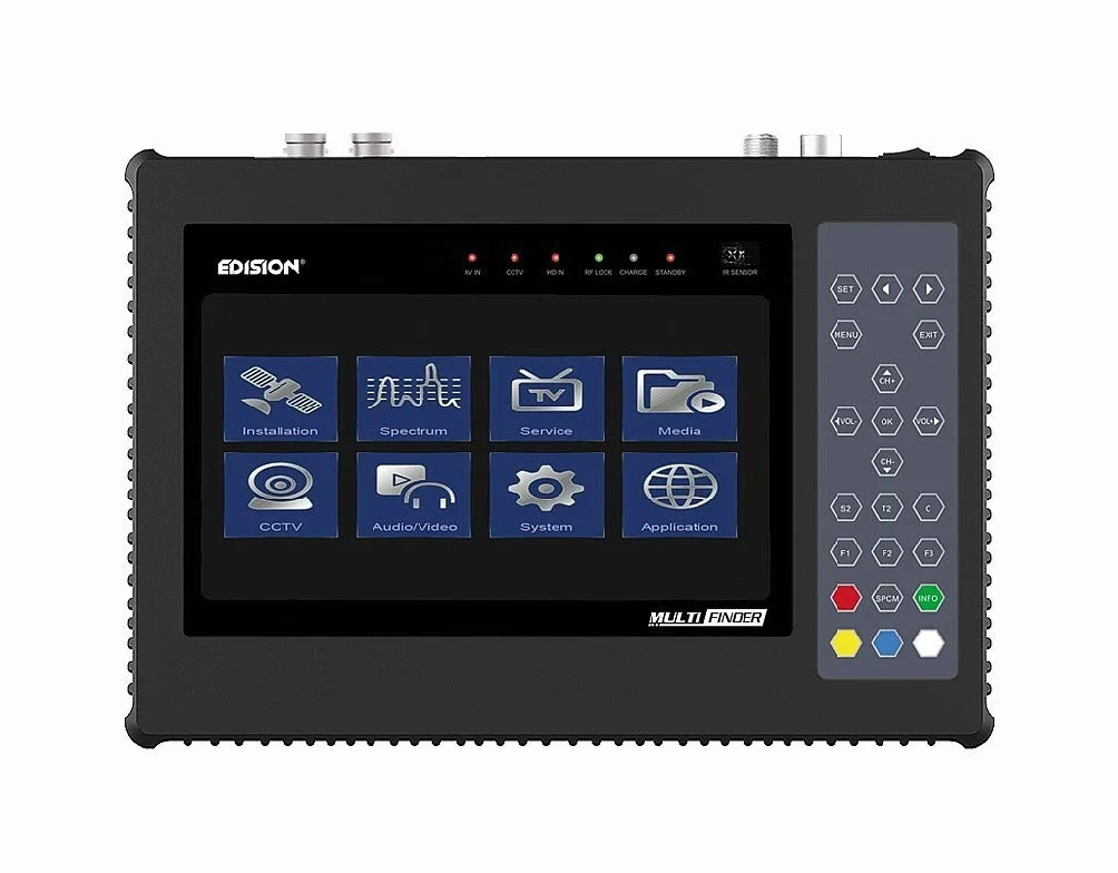 Edision Multi-Finder manometro per satellitare DVB-S/S2 terrestre DVB-T/T2 cavo DVB-C segnali H.265/HEVC & CCTV Tester, Nero