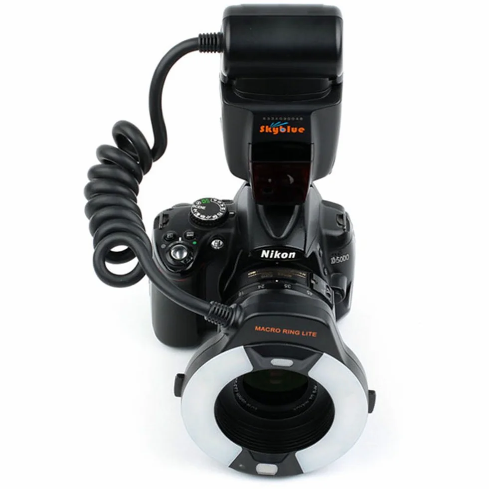 Meike MK-14EXT iTTL TTL LED Macro Anello Flash Light per NIK0N D4 D800 D5200 D7100 Fotocamera DSLR con supporto per slitta a caldo