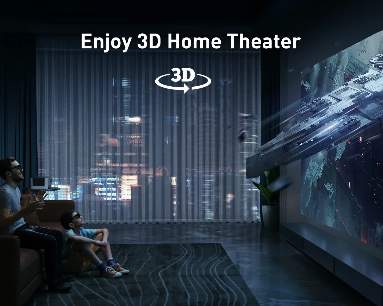 Dangbei Occhiali DLP 3D Occhiali otturatori attivi ricaricabili compatibile con Dangbei DBOX02, Atom, DBX3 Pro