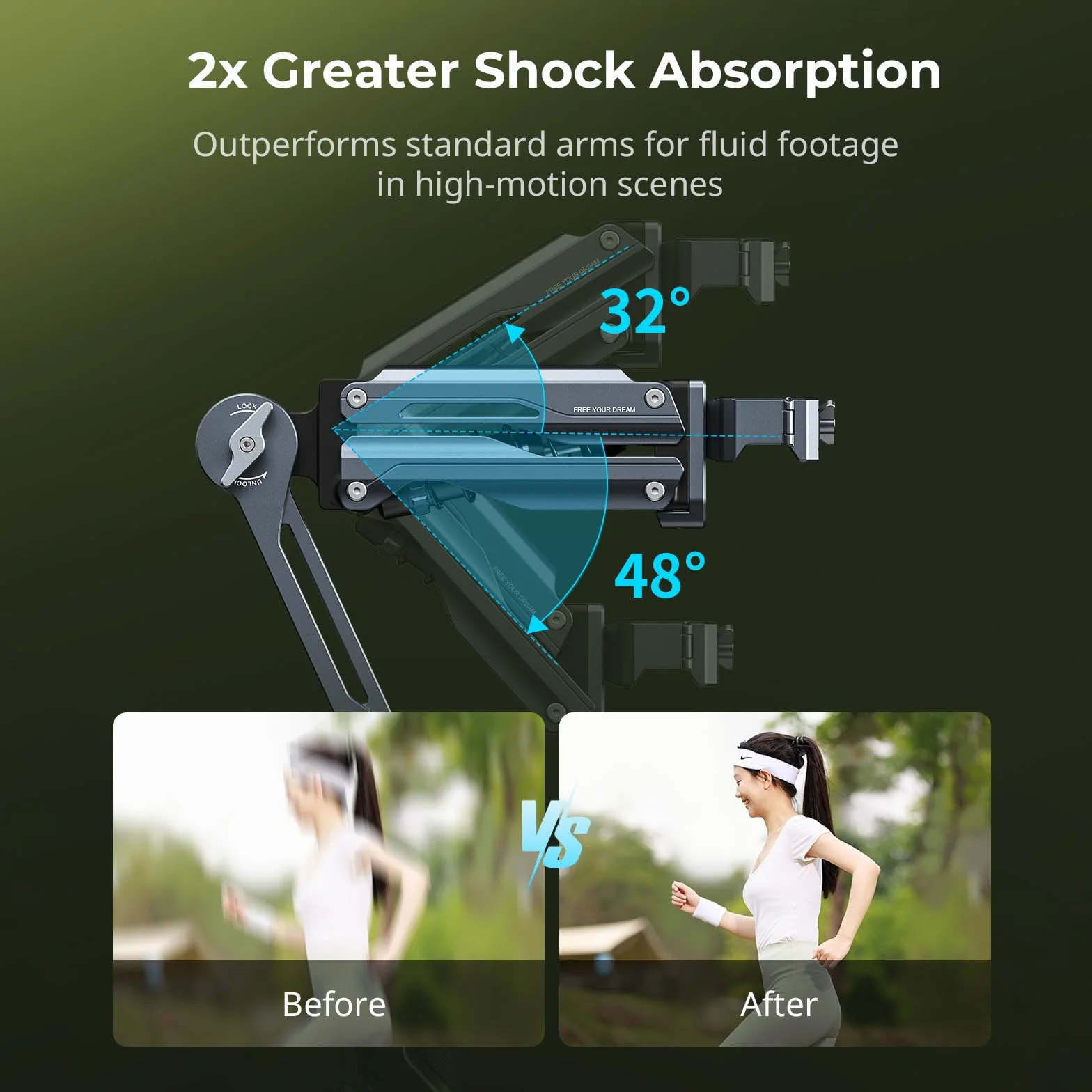 SMALLRIG Braccio ammortizzatore portatile con sistema di smorzamento a molla e idraulico, accessorio per action camera per DJI Osmo Pocket 3/4, per GoPro HERO13 per Insta360 X5/4/3-5508