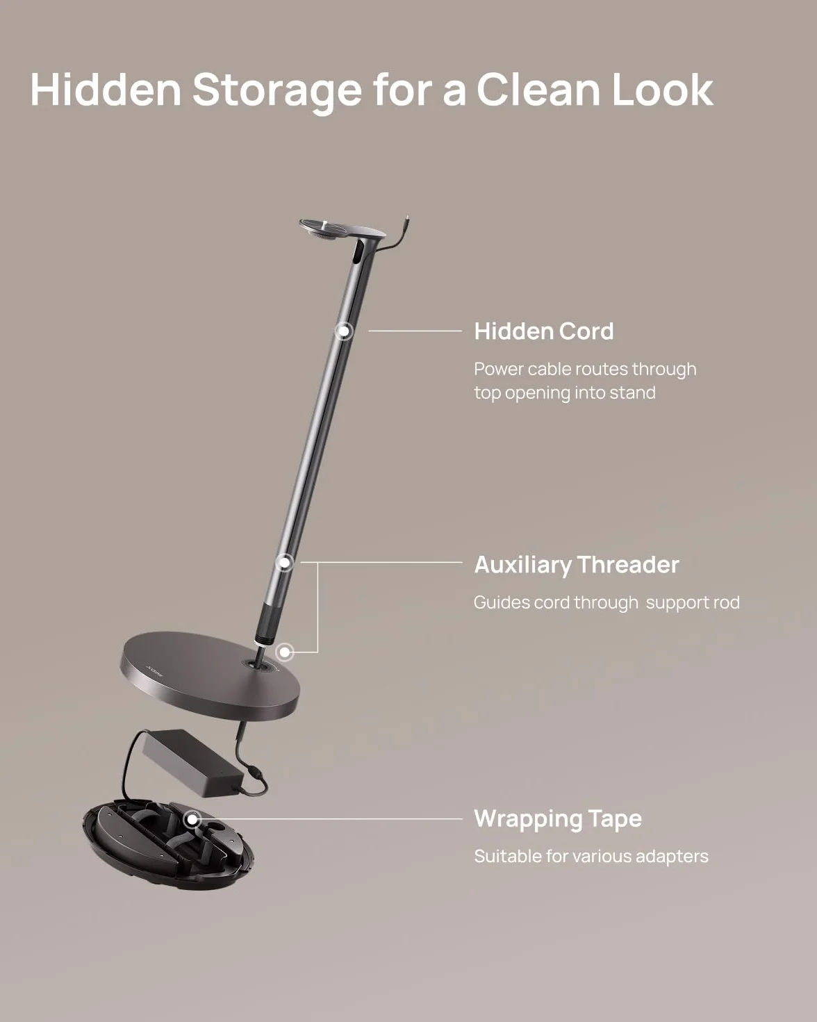 XGIMI Floor Stand Ultra per HORIZON 20 Series (Elephant Grey), Supporto Proiettore Si Adatta all’Arredo, Base Solida, Supporta fino a 10 kg, Spazio Nascosto, Lega di Alluminio Aerospaziale
