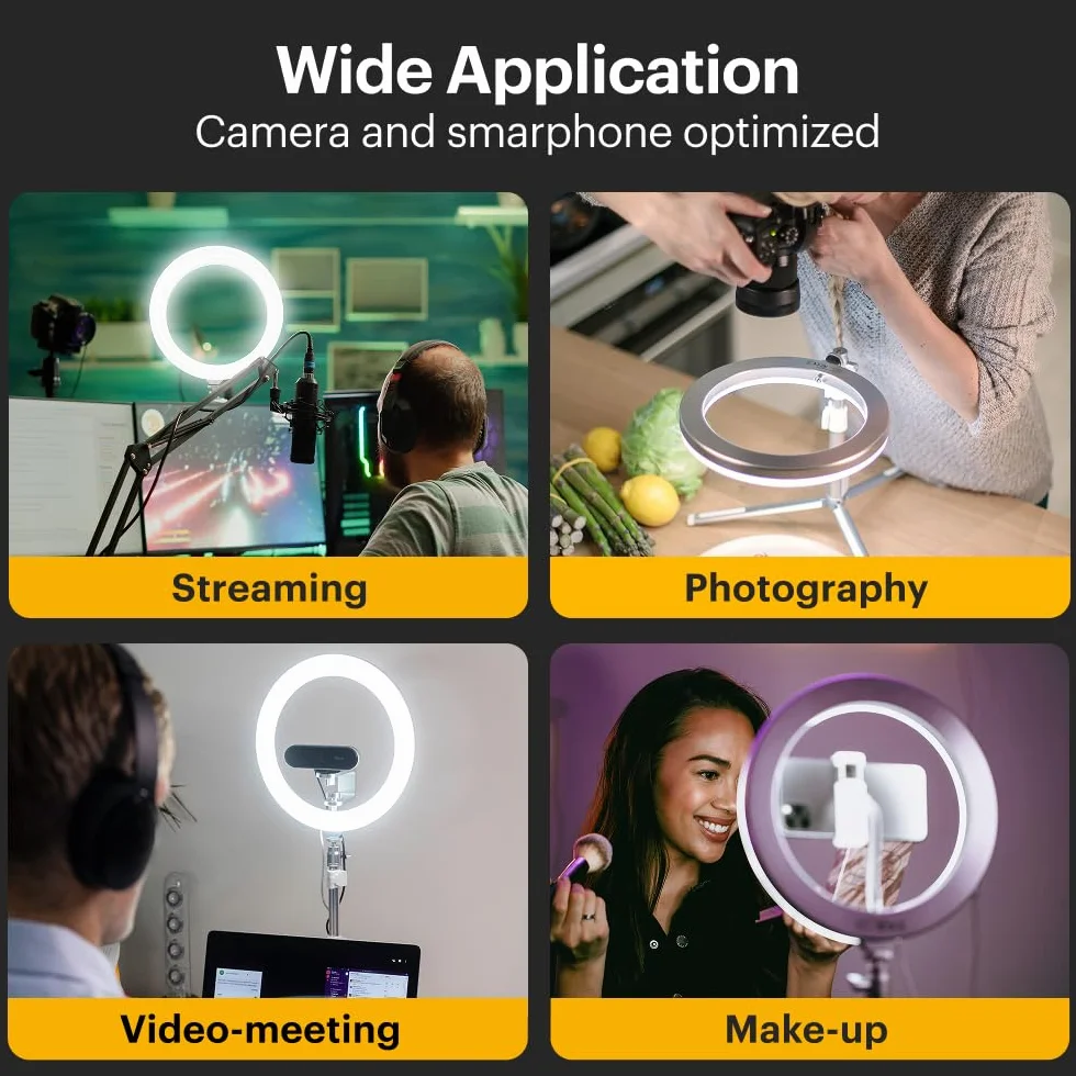 KODAK LED Selfie Ring Light - Treppiede, per Smartphone, Fotocamere DSLR Compatte, Action Cam, con Telecomando, Luminosità e Bilanciamento dei Colori Regolabili, 1600 Lumen - Bianco