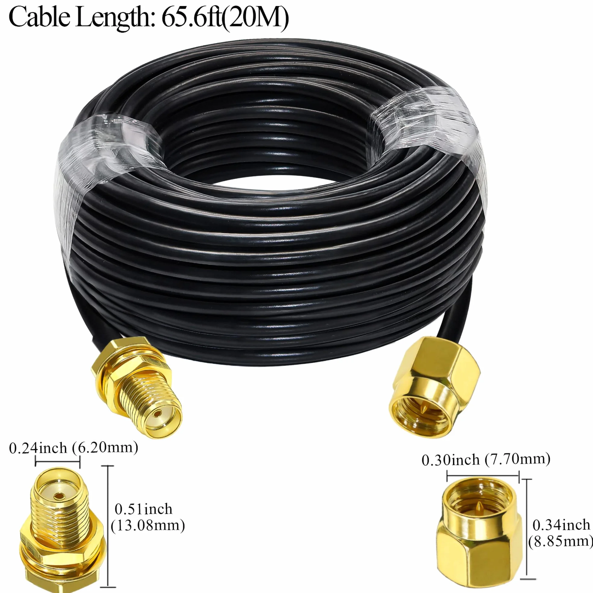TUOLNK Cavo di prolunga SMA RG58 65.6ft (20M) Cavo coassiale SMA maschio a SMA femmina Antenna WiFi 3G 4G LTE Wireless LAN Cavo coassiale RF a bassa perdita Radio CB