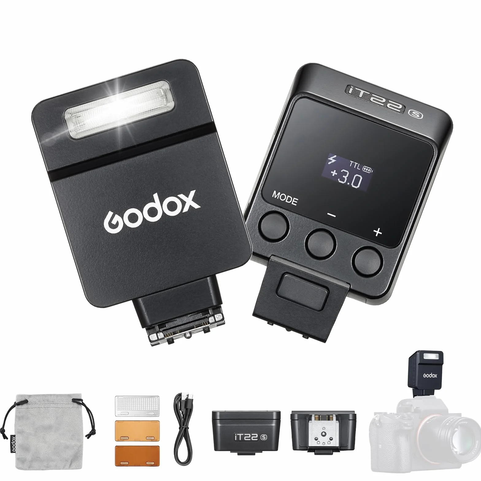 Godox iT22 S iT22S Mini Flash TTL per Fotocamera Sony con Batteria al Litio Integrata 700 Lampi