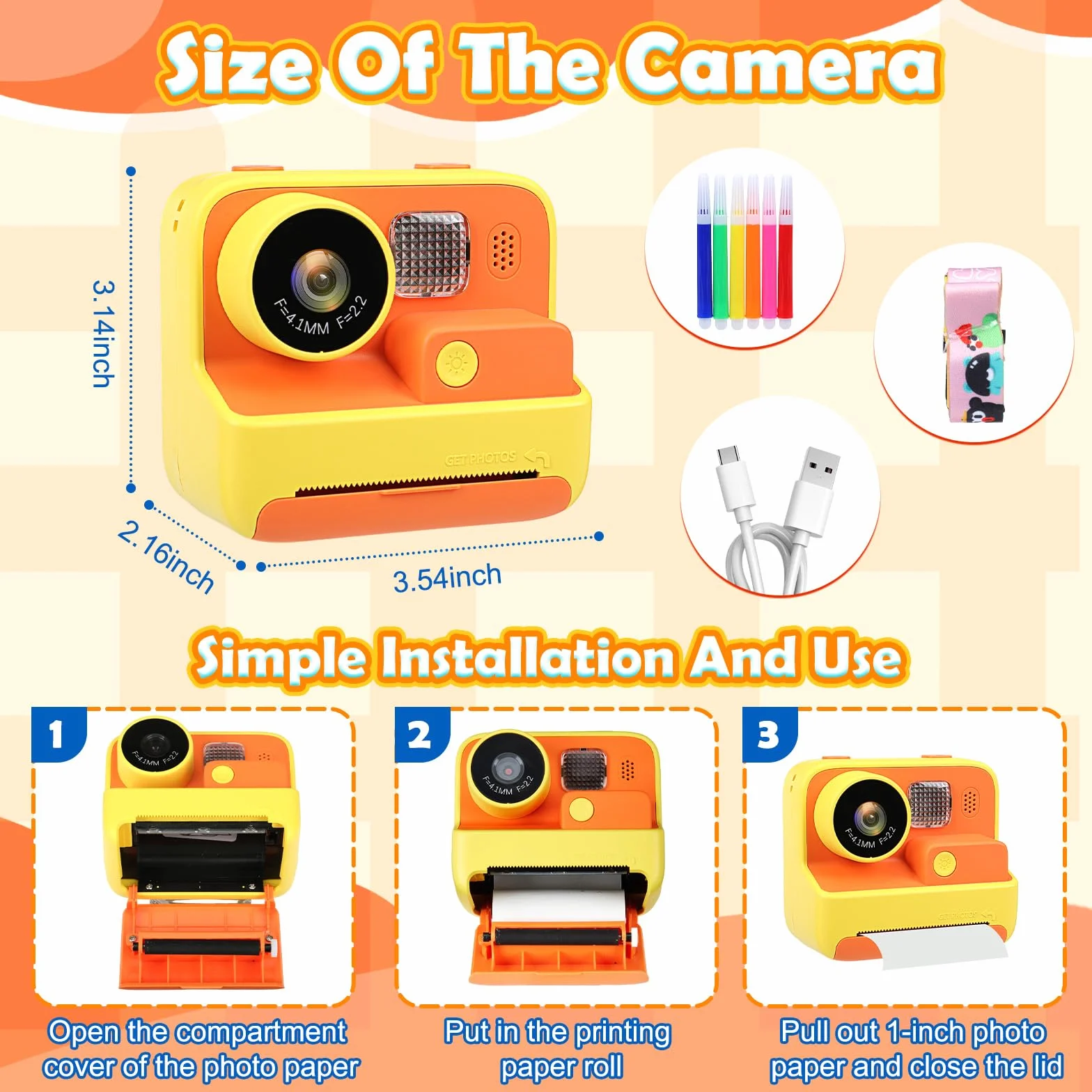 Fotocamera a colori per bambini con stampa istantanea, 1080P 4800W doppia fotocamera con scheda TF 32 GB, fotocamera digitale giocattolo videocamera regalo compleanno Natale per ragazzi ragazze