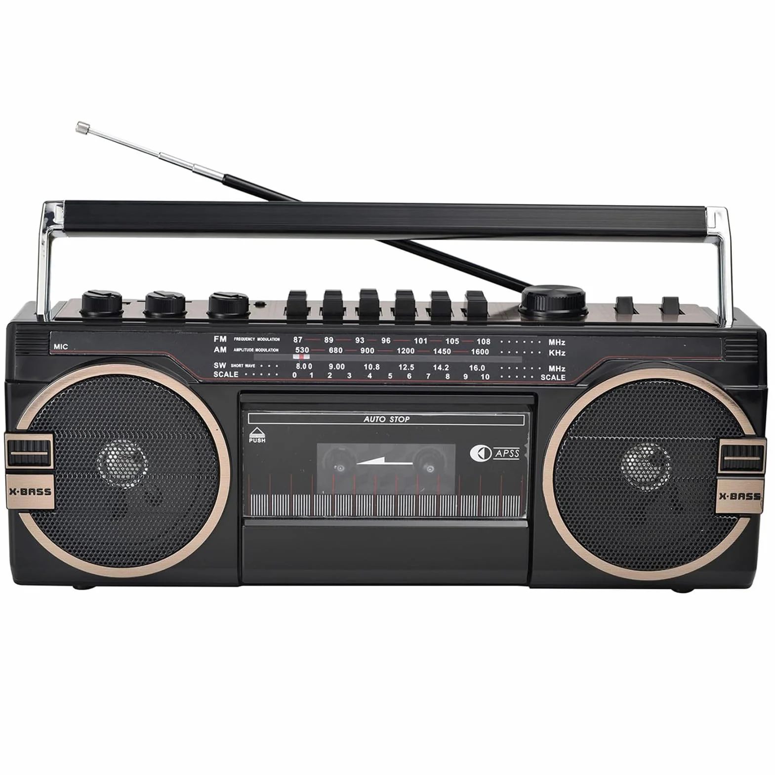 Lettore CD classico retrò registratore portatile Bluetooth cassette radio AM/FM manopole volume