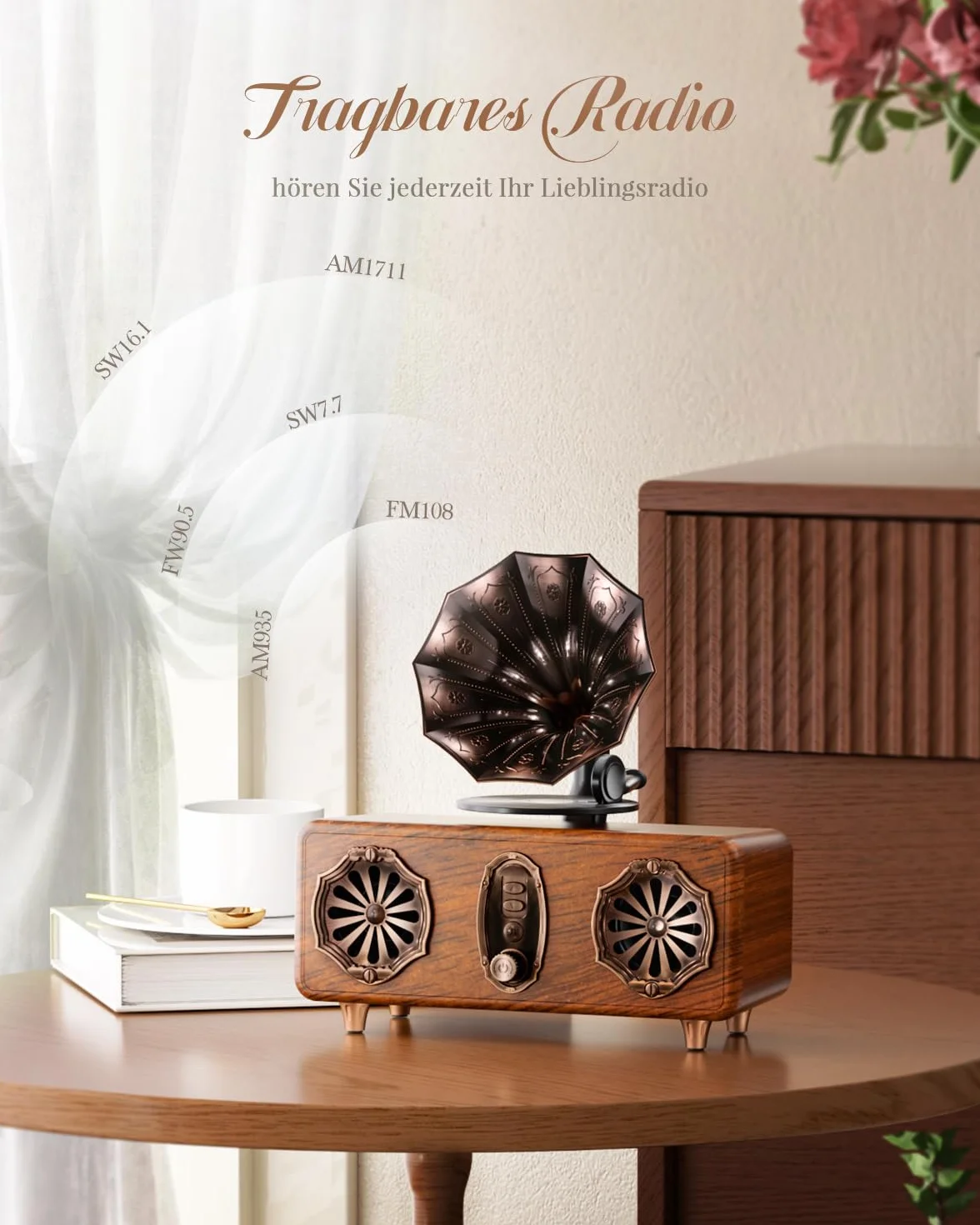 COLSUR Altoparlante Bluetooth 5.4 Retro Vintage FM Radio 10W 1800mAh Portatile Wireless per iPhone Android