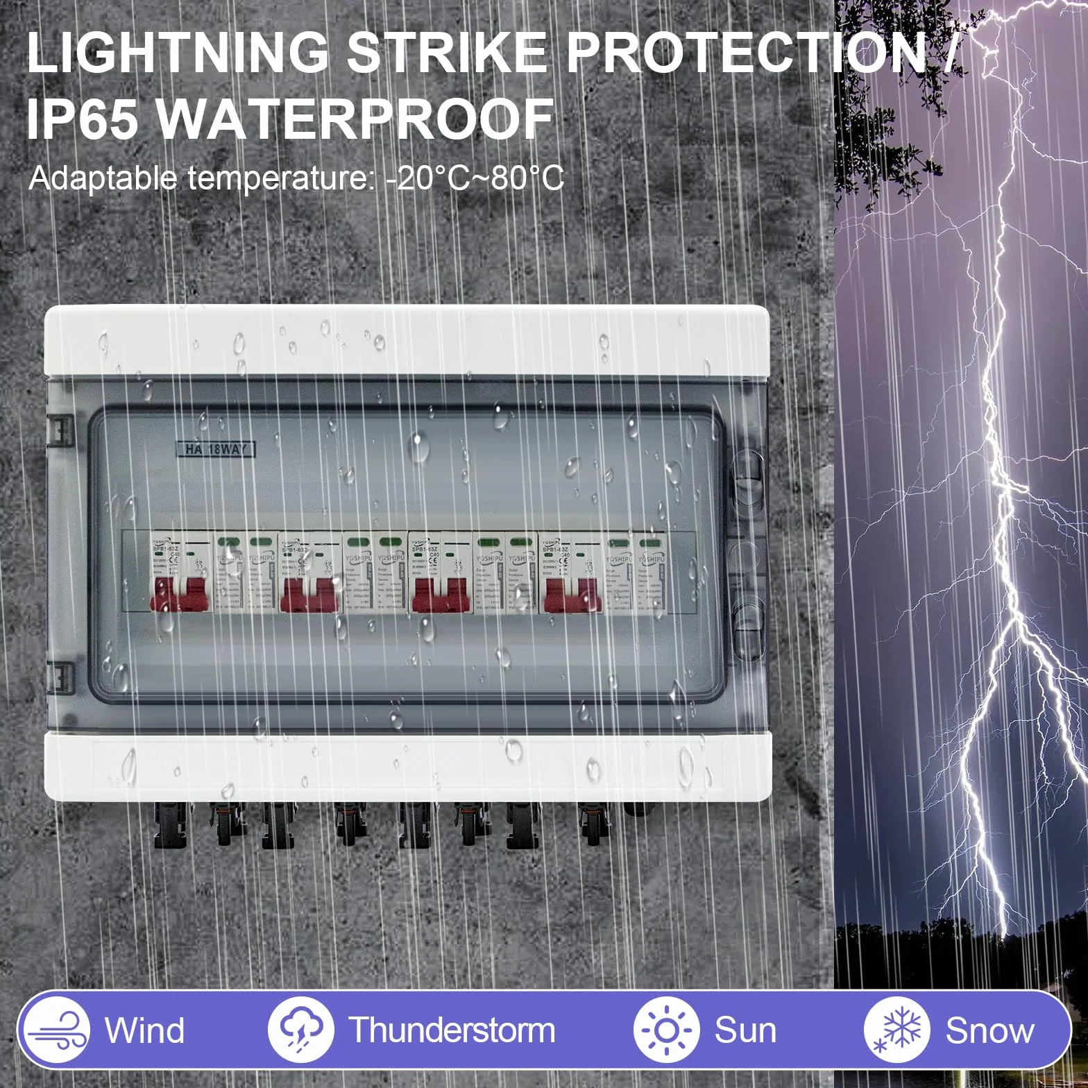 Scaricatore di Sovratensione DC 40A 1000V IP65 Protezione Fulmini 4 in 4 Out