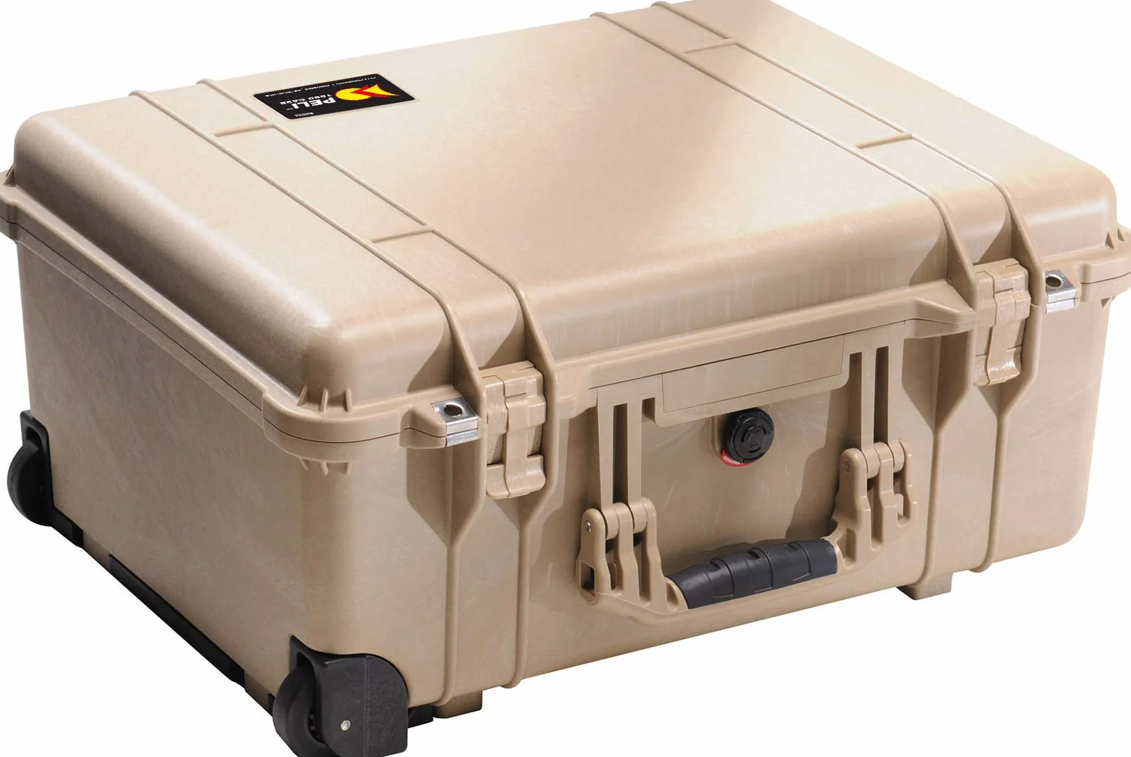 PELI 1560 Valigia di grandi dimensioni per apparecchi fotografici e strumenti fragili, IP67 Impermeabile e a prova di polvere, Capacità di 44L, Prodotto in Germania, Senza schiuma, Color sabbia