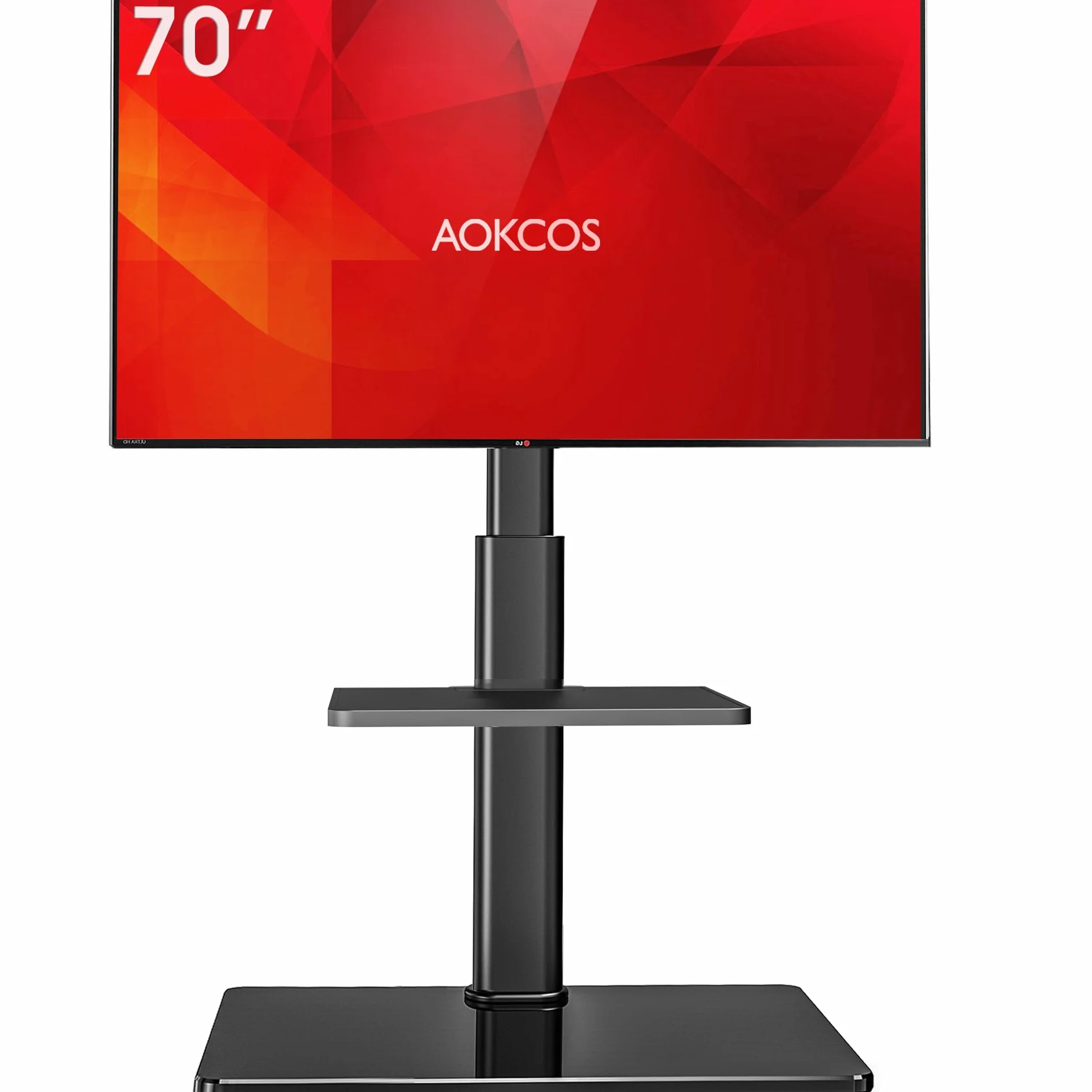 AOKCOS Supporto TV da Pavimento Inclinabile per 32-55-70 Pollici, Girevole & Altezza Regolabile, VESA 400x400mm 40kg