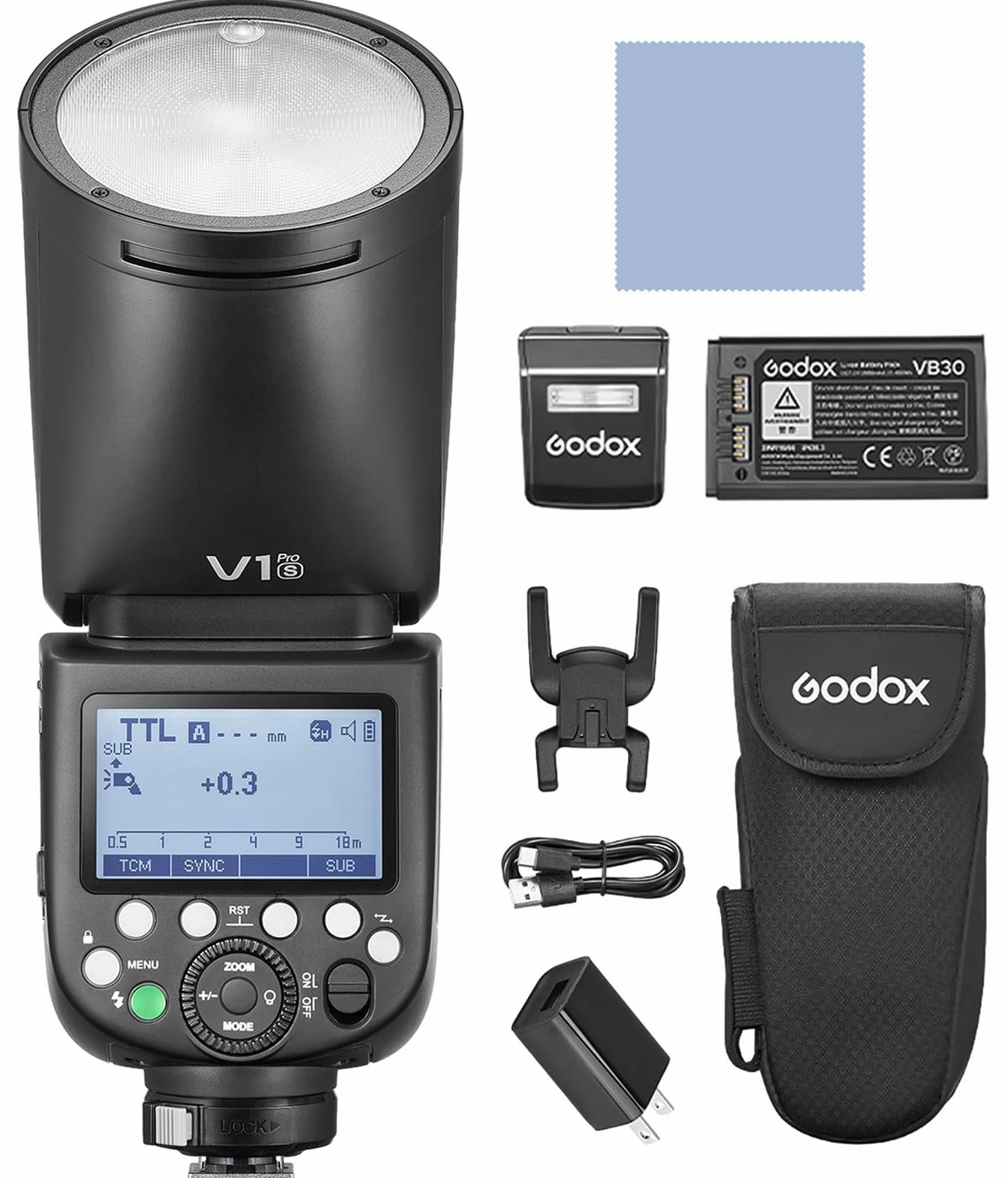 GODOX V1ProS Flash Speedlite con modalità flash M/TTL, HSS 1/8000 s, tempo di riciclo 1,3 s e sub-flash staccabile per fotocamere Sony