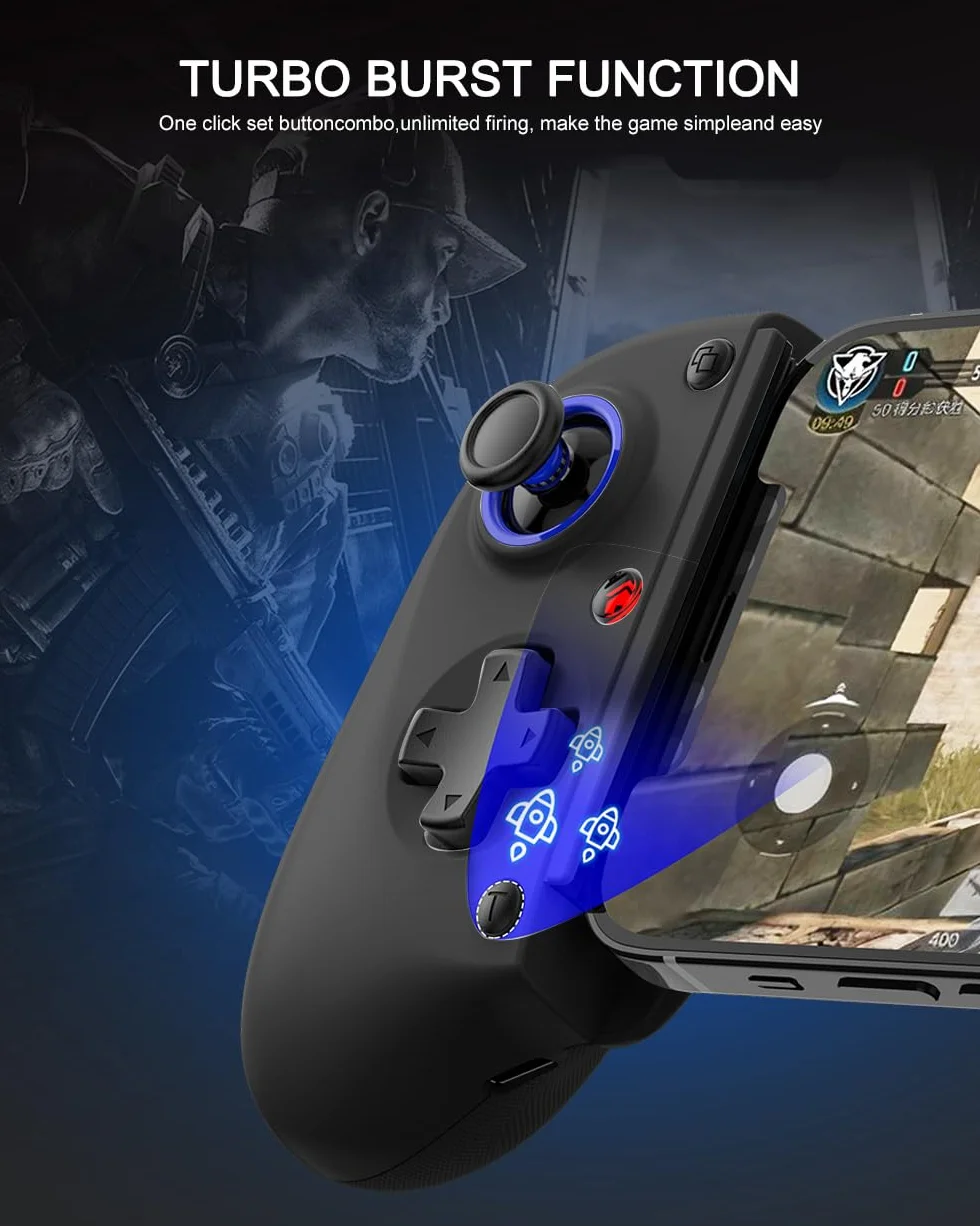 Bluetooth Mobile Game Controller for Nintendo Switch 2 & iOS & Android & Tablets, Wireless Gamepad Grip with Hall Effect Trigger Joystick, Ergonomic Phone Controller for iPhone, iPad Pro, Samsung