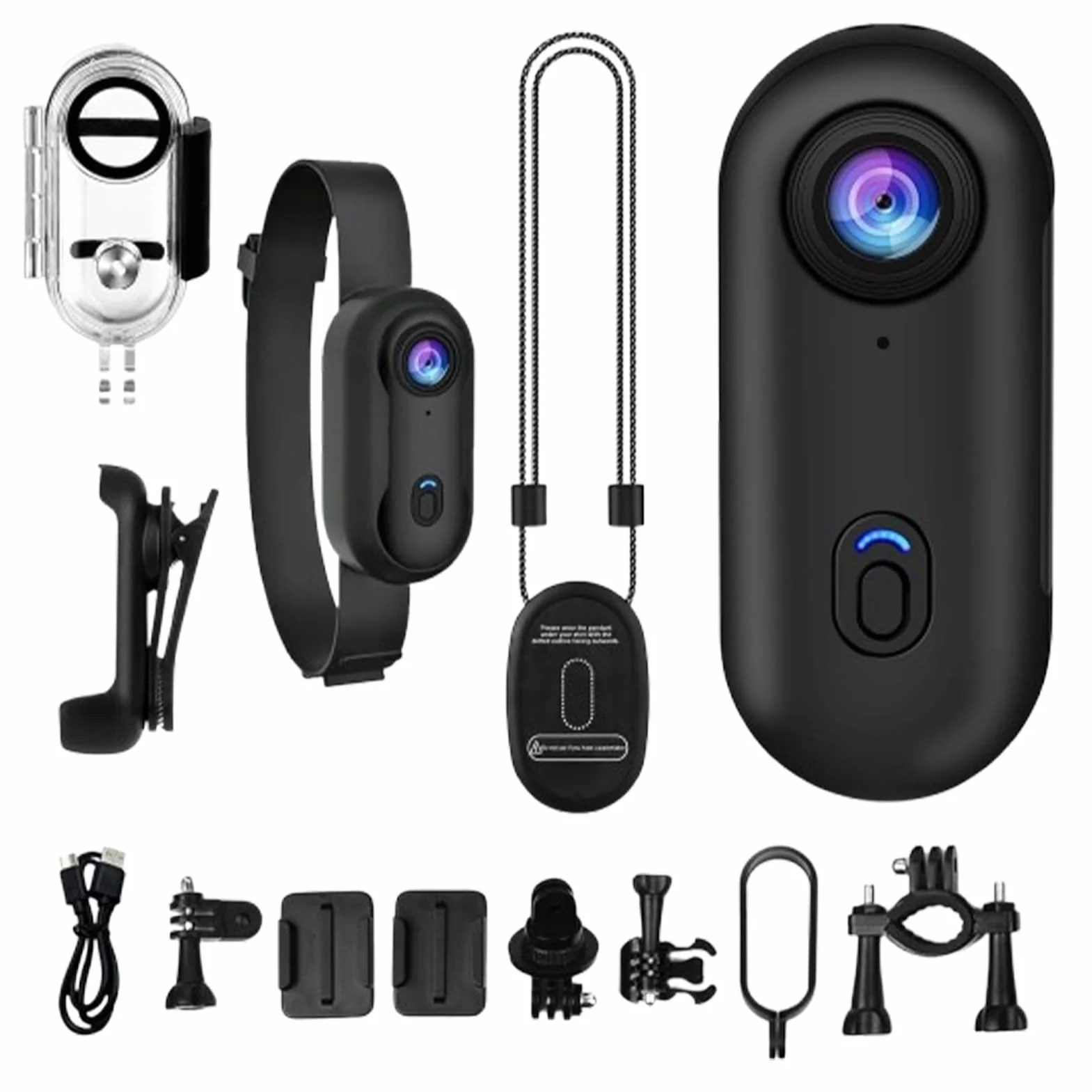 Générique Videocamera portatile 4K POV Pro con clip girevole a 360° e clip magnetica, grandangolo di 170°, registrazione 120 minuti, ideale per conferenze, viaggi e passeggiate