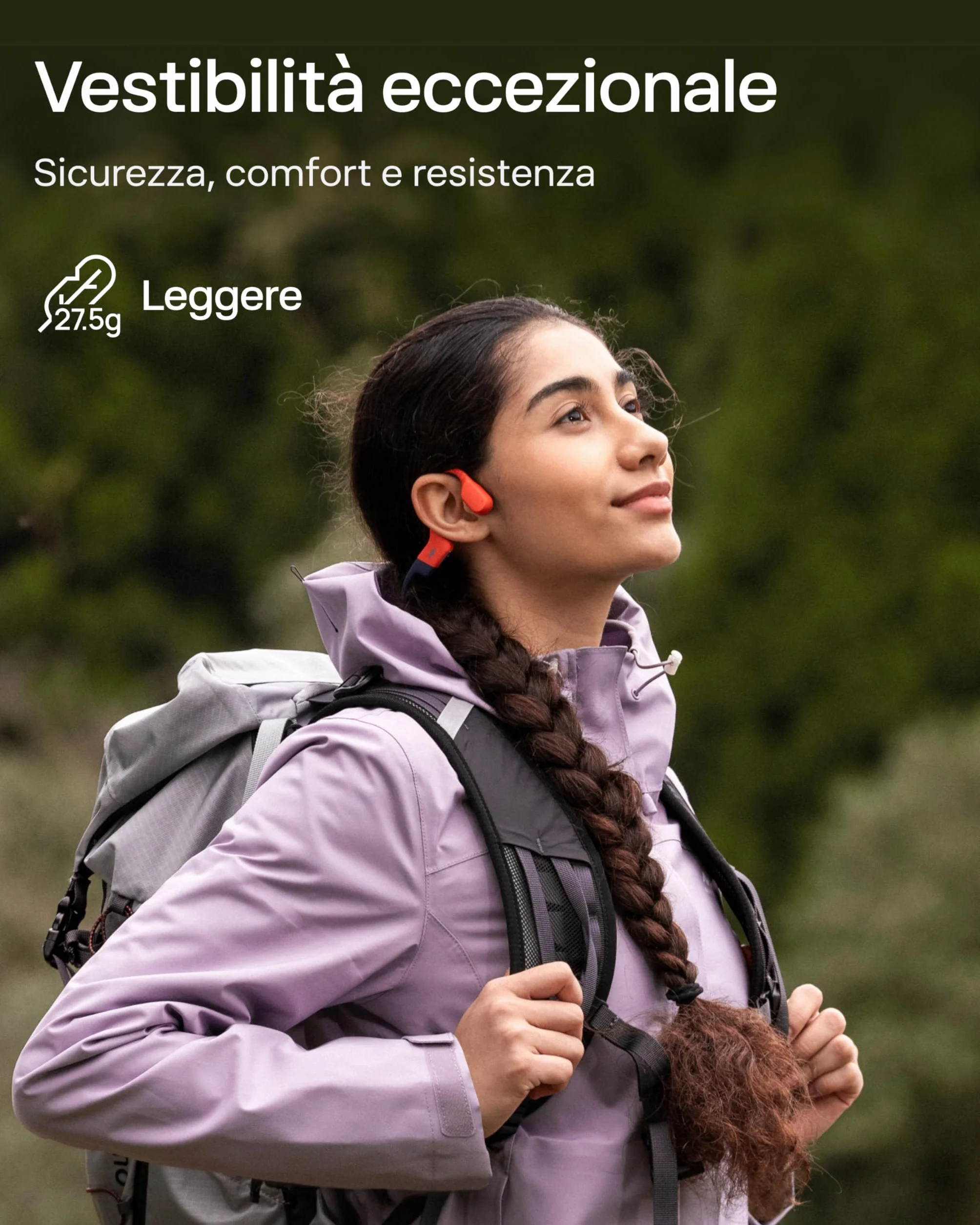 SHOKZ Cuffie sport a conduzione ossea OpenSwim Pro, auricolari wireless Open-Ear impermeabili IP68 con Bluetooth 5.4, 32 GB storage MP3, micr. con canc. rumore, 9 ore ripr. per corsa e nuoto, Rosso