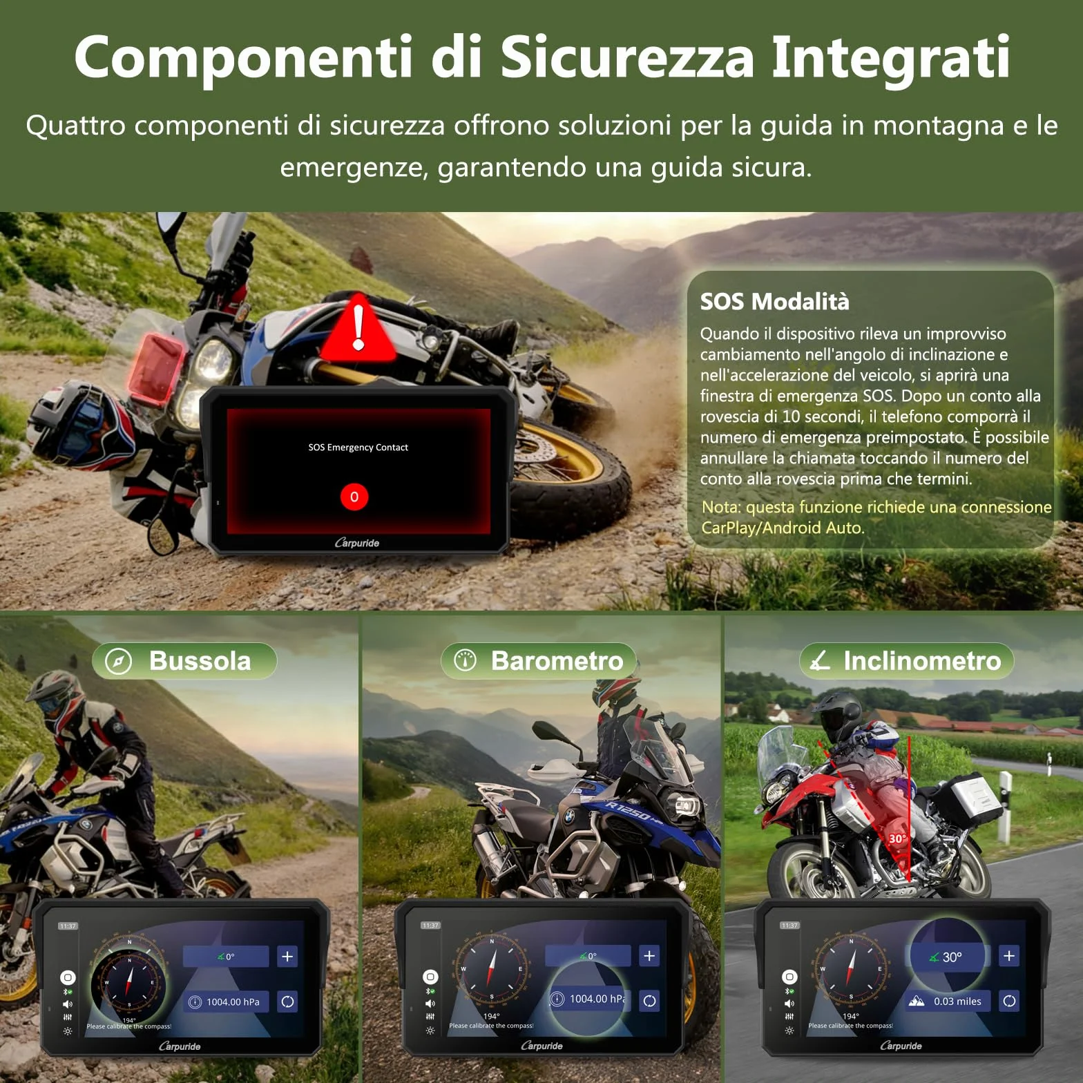 Carpuride W602BS Pro Carplay Schermo per BMW Moto, Nativo Wonder Wheel Controllo e Lettura Dati, Senza Fili CarPlay e Android Auto, 6,25" Impermeabile Touchscreen, OTA, Doppio Bluetooth, Interfono.