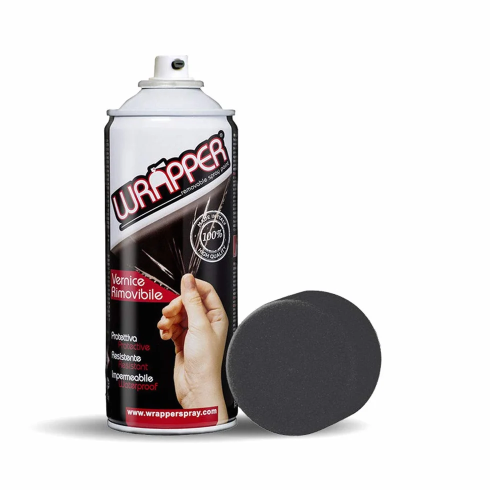 4R Quattroerre.it 16450 Wrapper Spray Nero Metallizzato Vernice Removibile Pellicola Spray Protettiva UV Anti-Graffio Wrapping Liquido Made in Italy