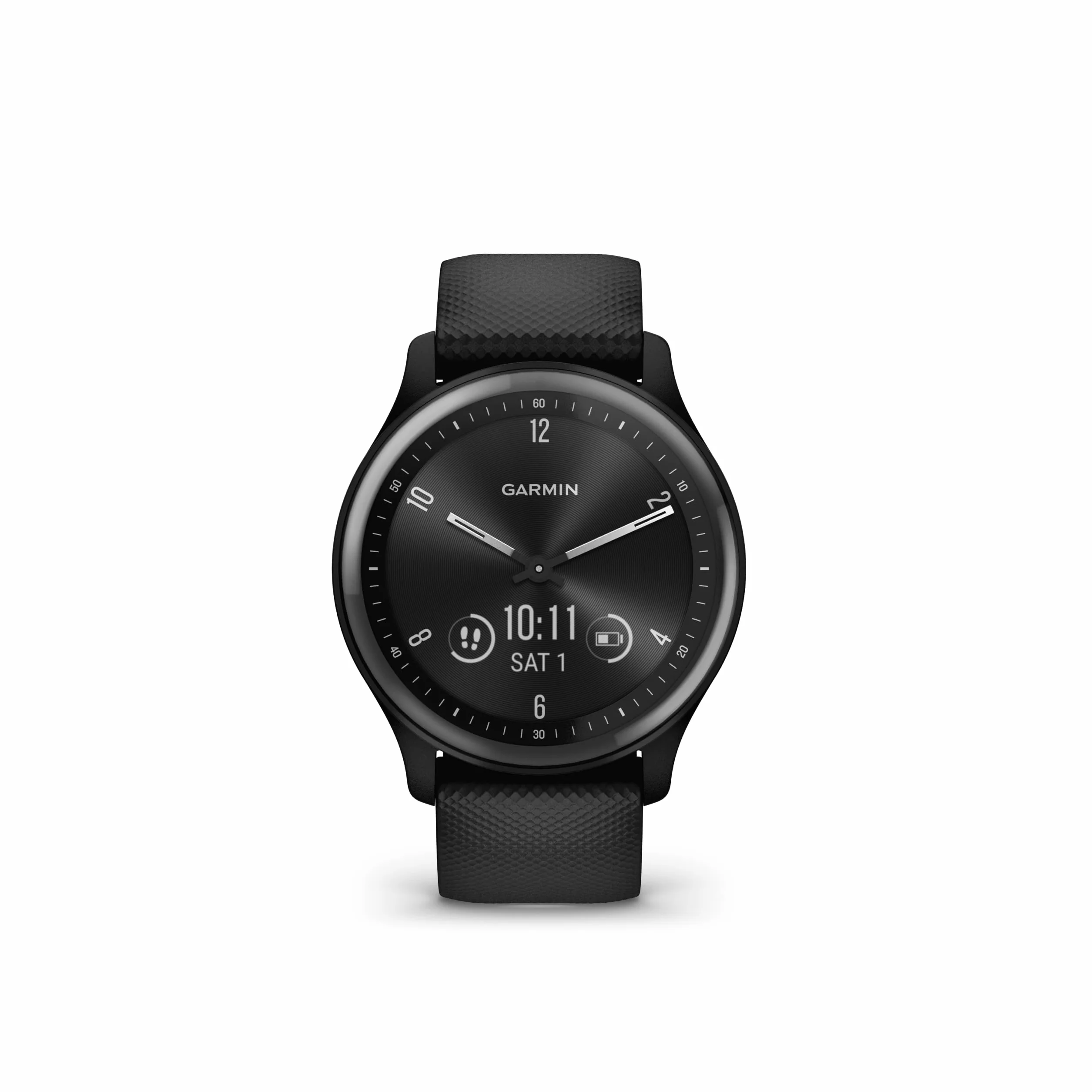 Garmin vívomove Sport, Smartwatch ibrido, Cassa 40mm, Touchscreen OLED e Lancette, Cardio, SpO2, GPS connesso, Monitoraggio 24/7, Notifiche, Calendario, SMS emergenza, Black