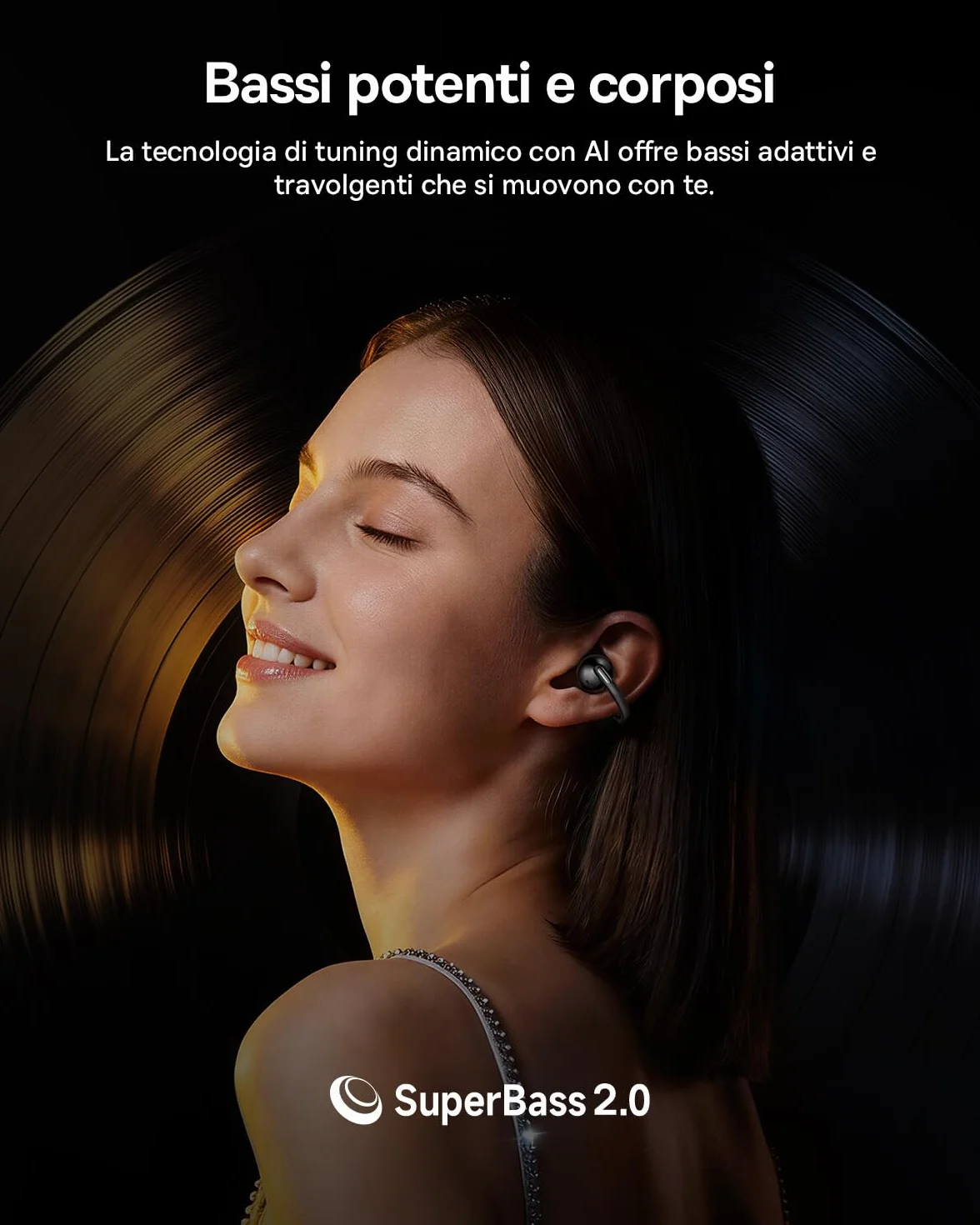 Baseus MC2 Air Cuffie Open-Ear, Auricolari a Clip con CloudComfort, SuperBass 2.0, Bluetooth 6.0, 4 Microfoni con IA per chiamate nitide, 40 h di autonomia, IP67, leggeri 4,9 g