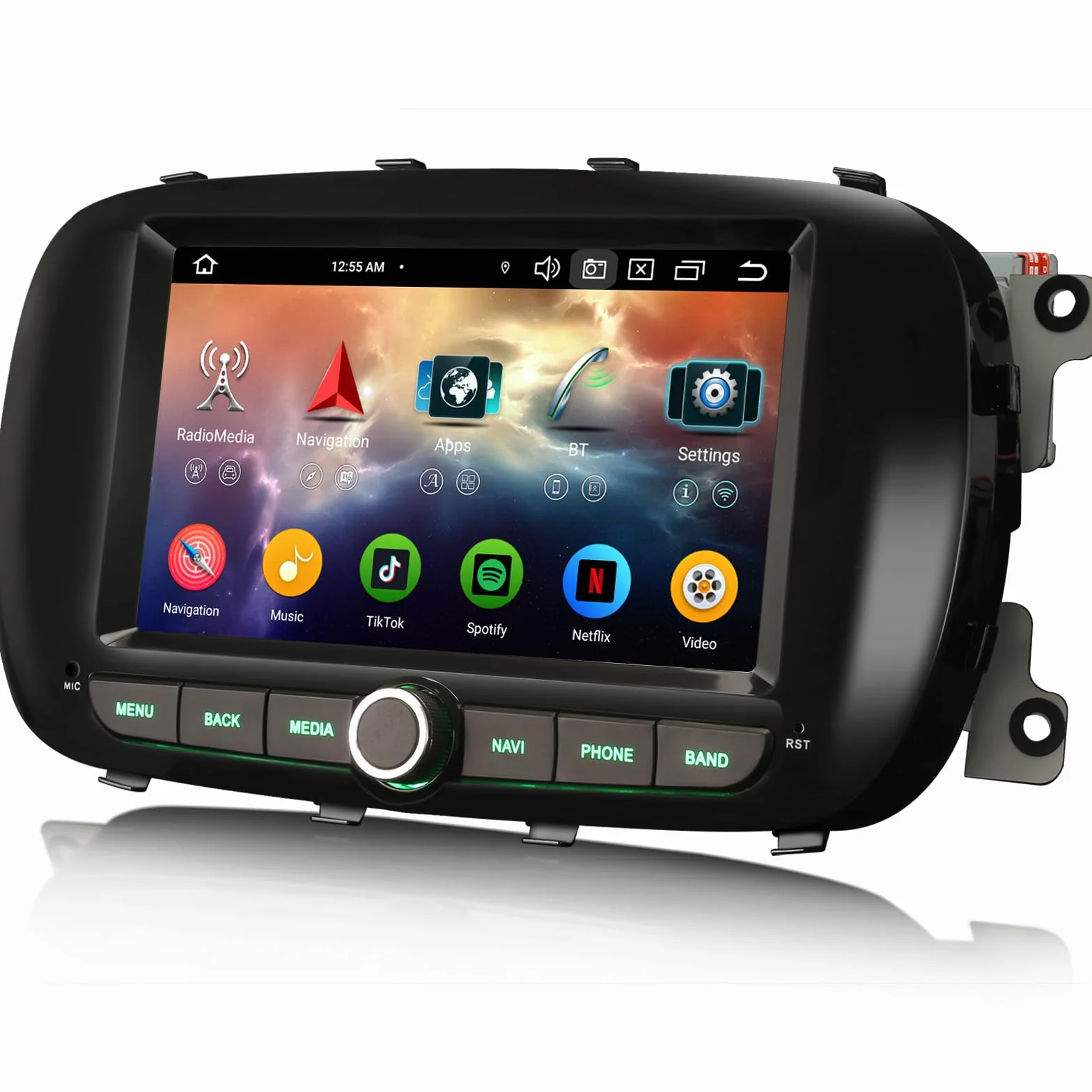 erisin 8-Core 4GB+64GB Android 14 Autoradio Bluetooth 5.0 per Fiat 500X Supporto Senza fili Carplay Android Auto GPS DSP WiFi SWC Dab+ OBD DVR Radio Navigatore IPS Schermo Tattile