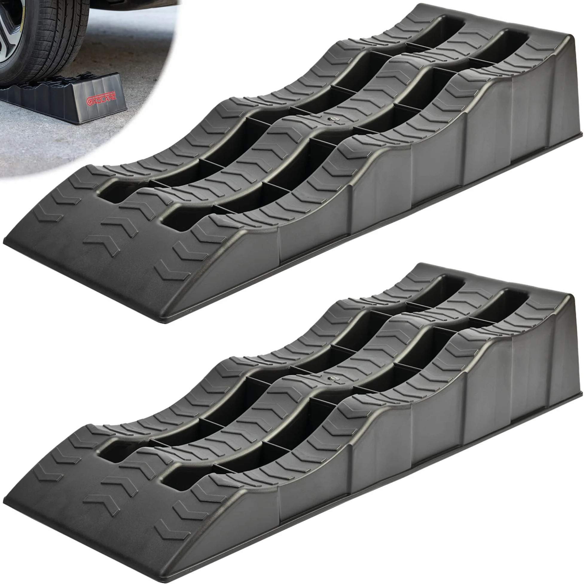 GADLANE Cunei Livellatori Camper Rampe - Confezione da 2 Livellatori per Camper e Rimorchi - Resistente ai Raggi UV, Durevole Blocchi di Cuneo Livellamento Camper (Capacità di Carico: 3 Tonnellate)