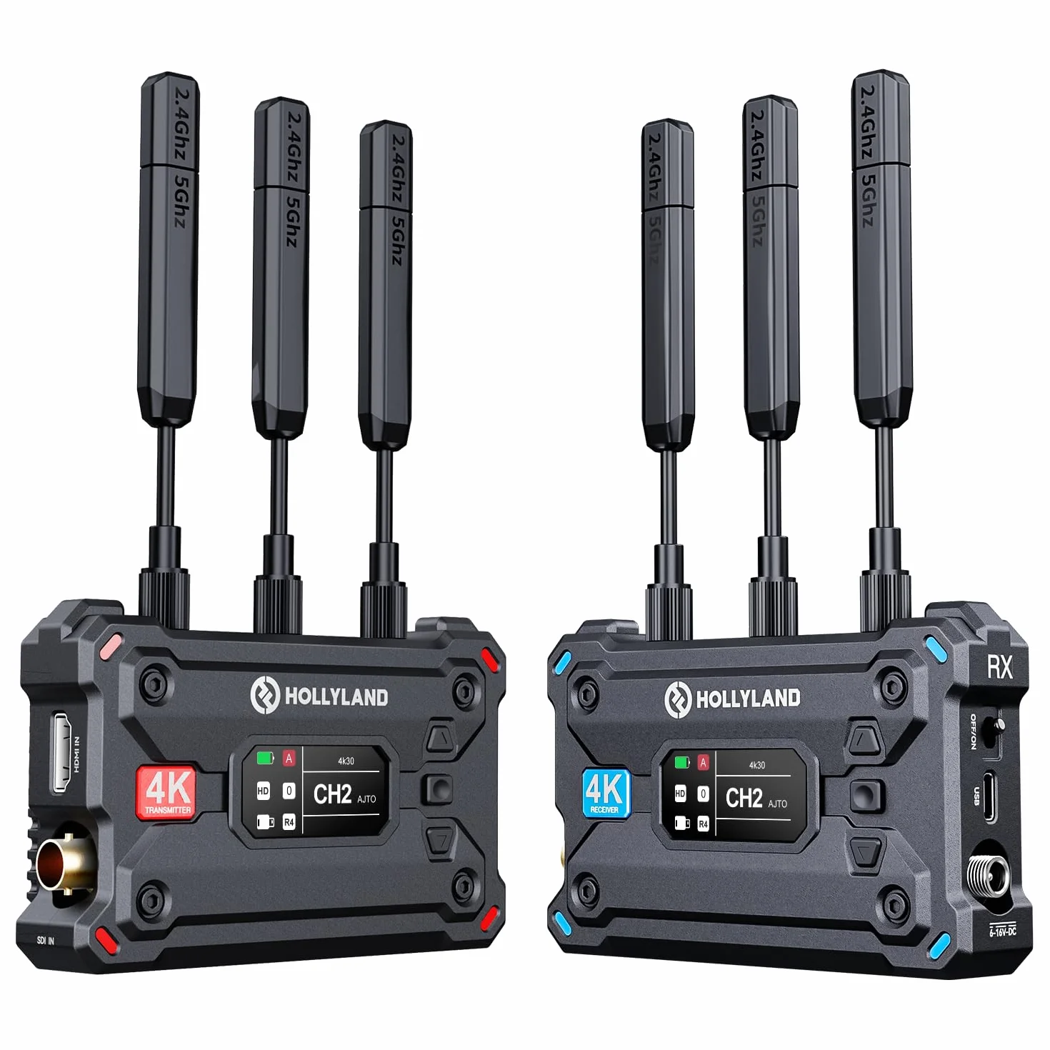 Hollyland Pyro S [4K30] System di Trasmissione Video HDMI SDI Wireless, 1080p60, 400m, 50 ms di Latenza, Fino a 4 RX, Dual Band Hopping Automatico (ADH), Scansione Smart dei Canali, UVC Live Stream