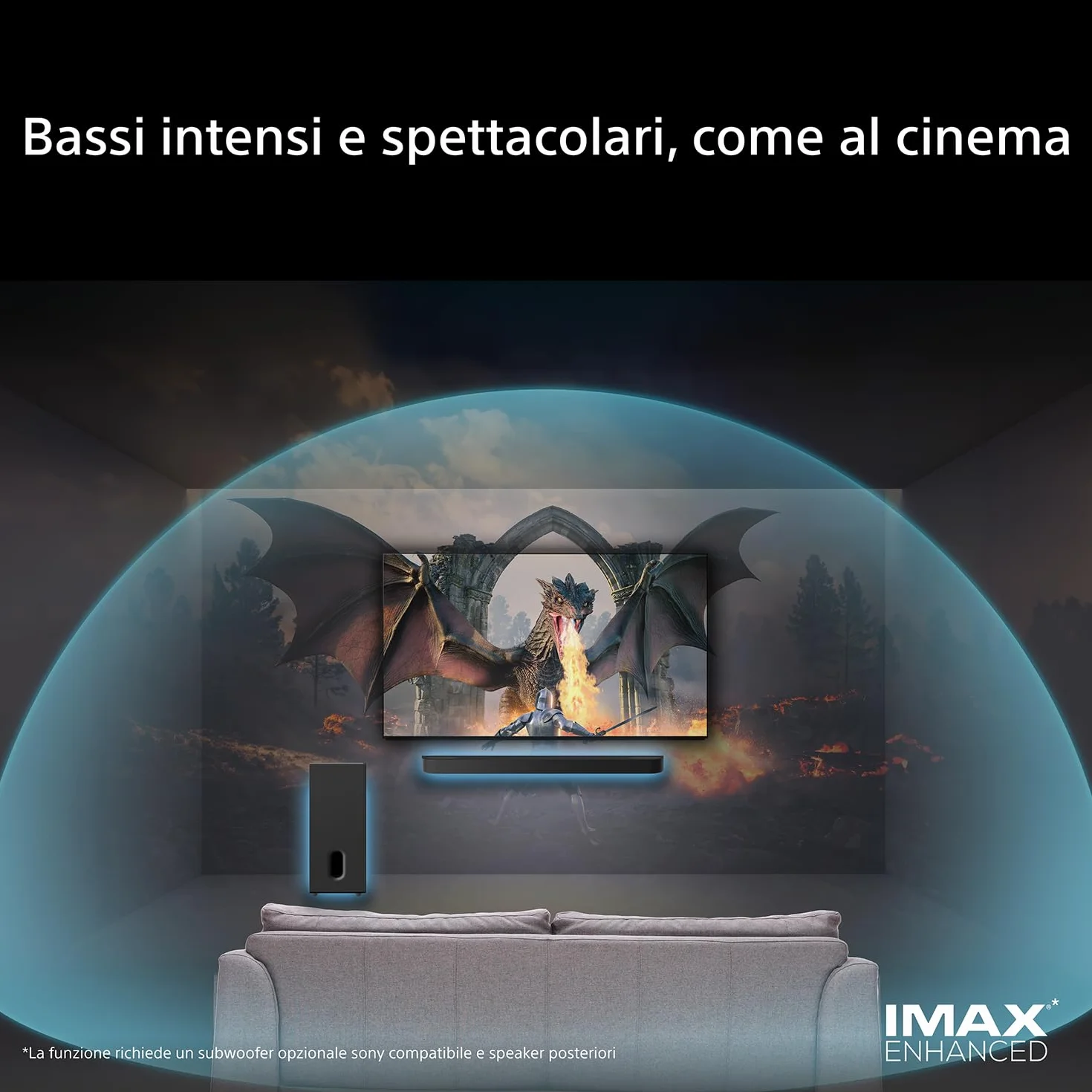 Sony BRAVIA Theatre Sub 8, subwoofer wireless da 300 W per soundbar/sistemi audio home theater, compatibile con HT-A9M2 / A8 / A9000 / A8000 / A7100, SA-SW8, modello 2026