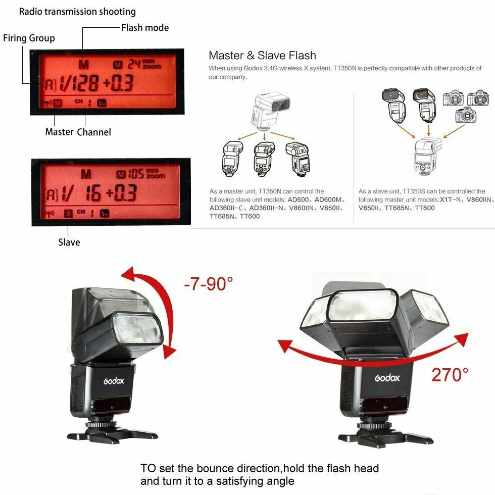 Godox TT350N Flash Thinklite TTL Speedlite 2.4 G HSS 1/8000s GN36 Compatibile per Nikon D810 D800 D750 DSLR D700 D610 D7100 D5200 D90 e Senza Specchio Digital Fotocamera