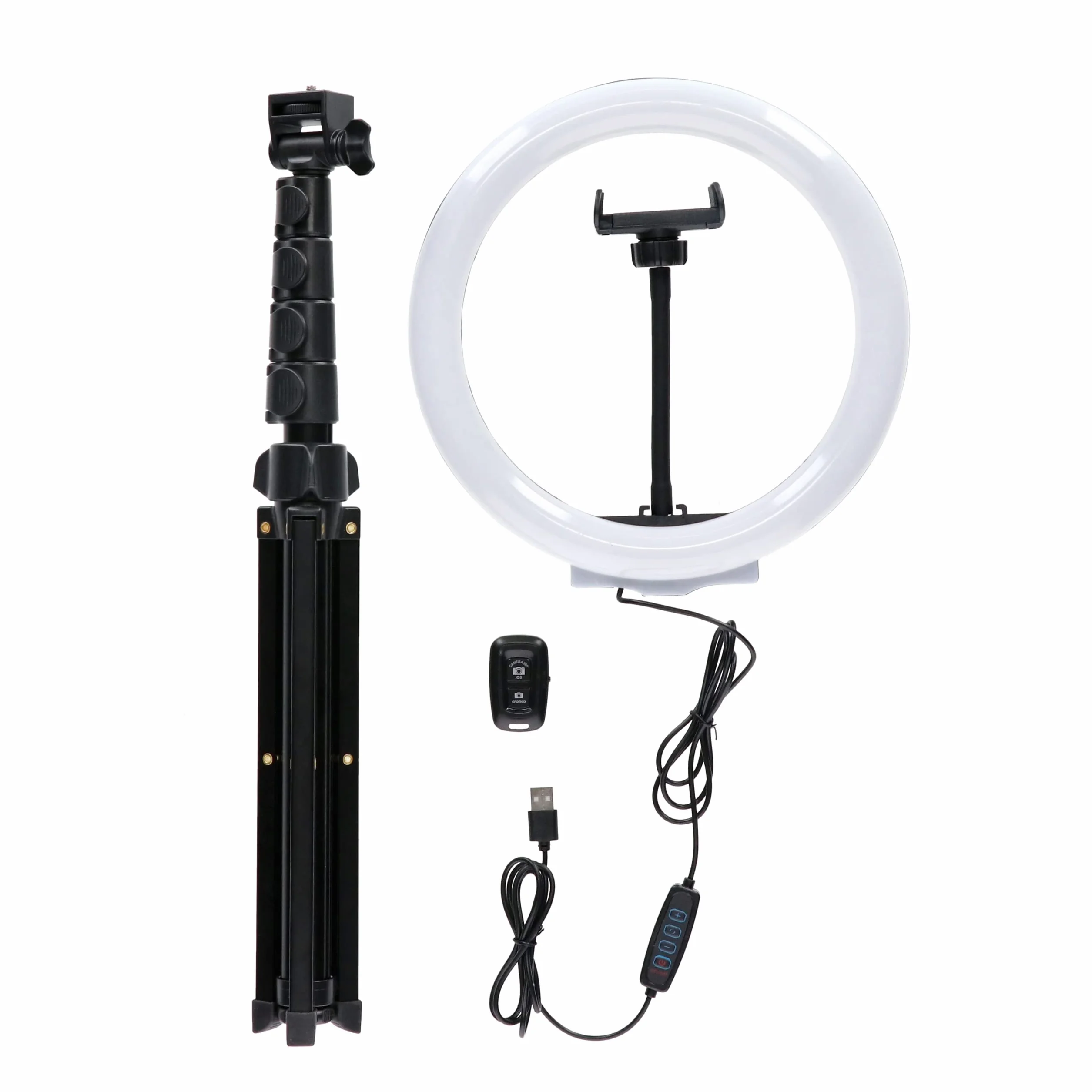 Rollei Lumis Comfort Ring Light Bi-Color, luce ad anello con supporto per smartphone, telecomando per smartphone e treppiede, 120 LED (60 x bianco caldo e 60 x bianco freddo), 28585, nero