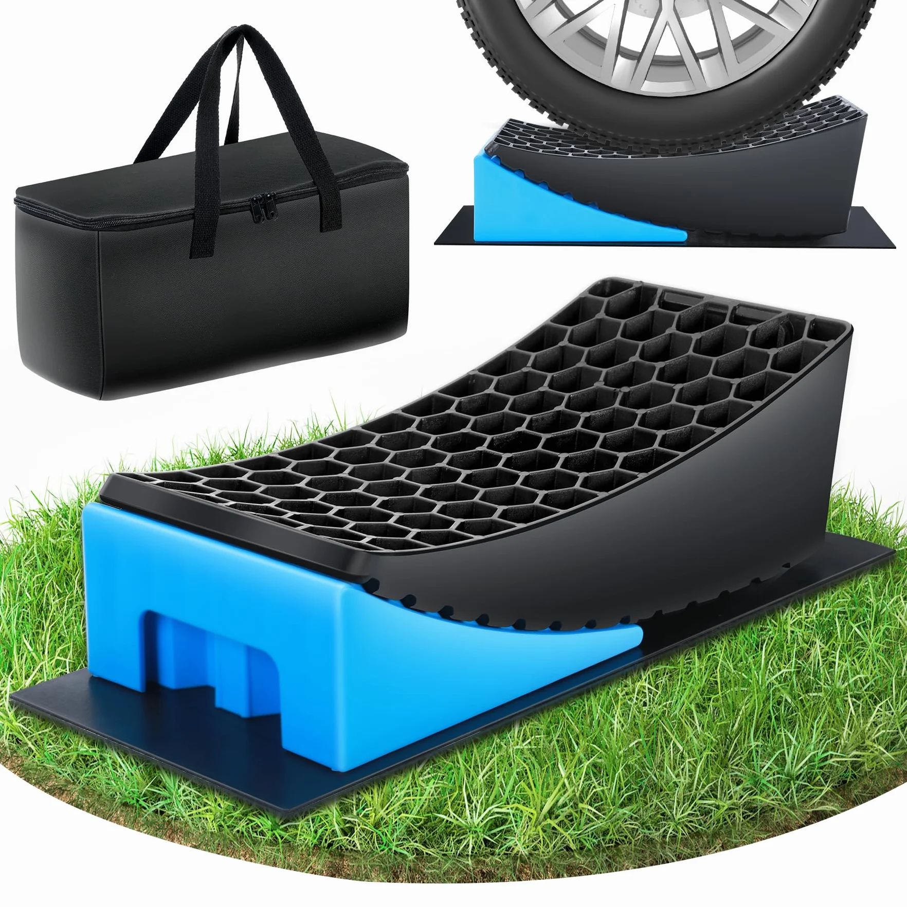 Cunei livellatori per Camper, 2 Pezzi, Rampe Sollevamento Auto fino a 5000 Kg, blue