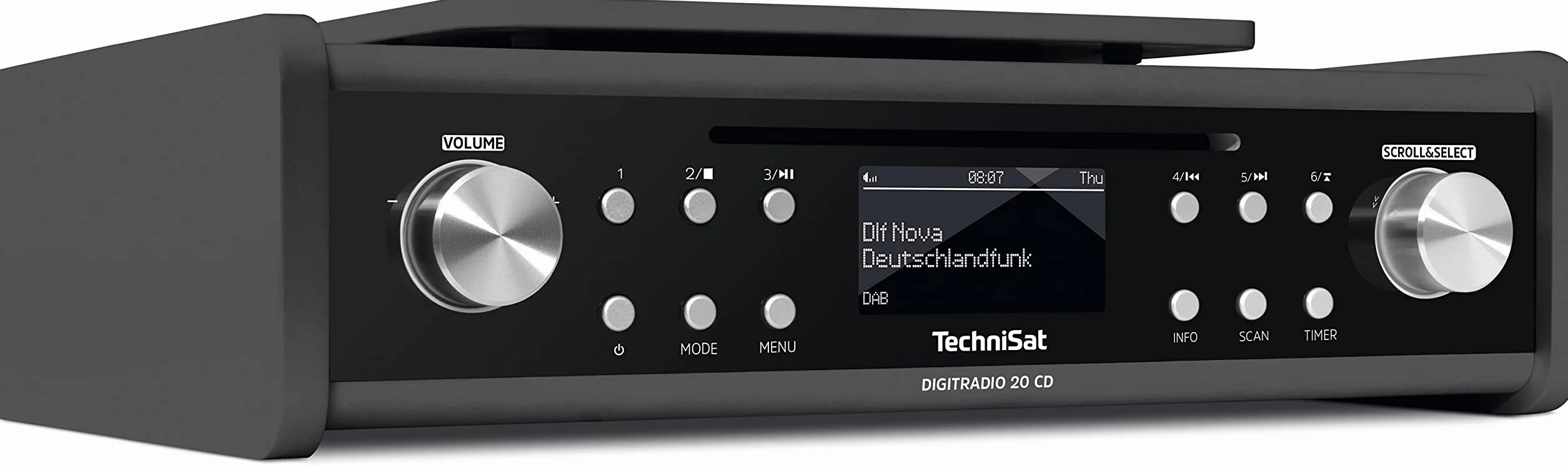 TechniSat DIGITRADIO 20 CD - Moderna e compatta radio DAB+ da cucina e bagno (potente radio FM con lettore CD e orologio) antracite
