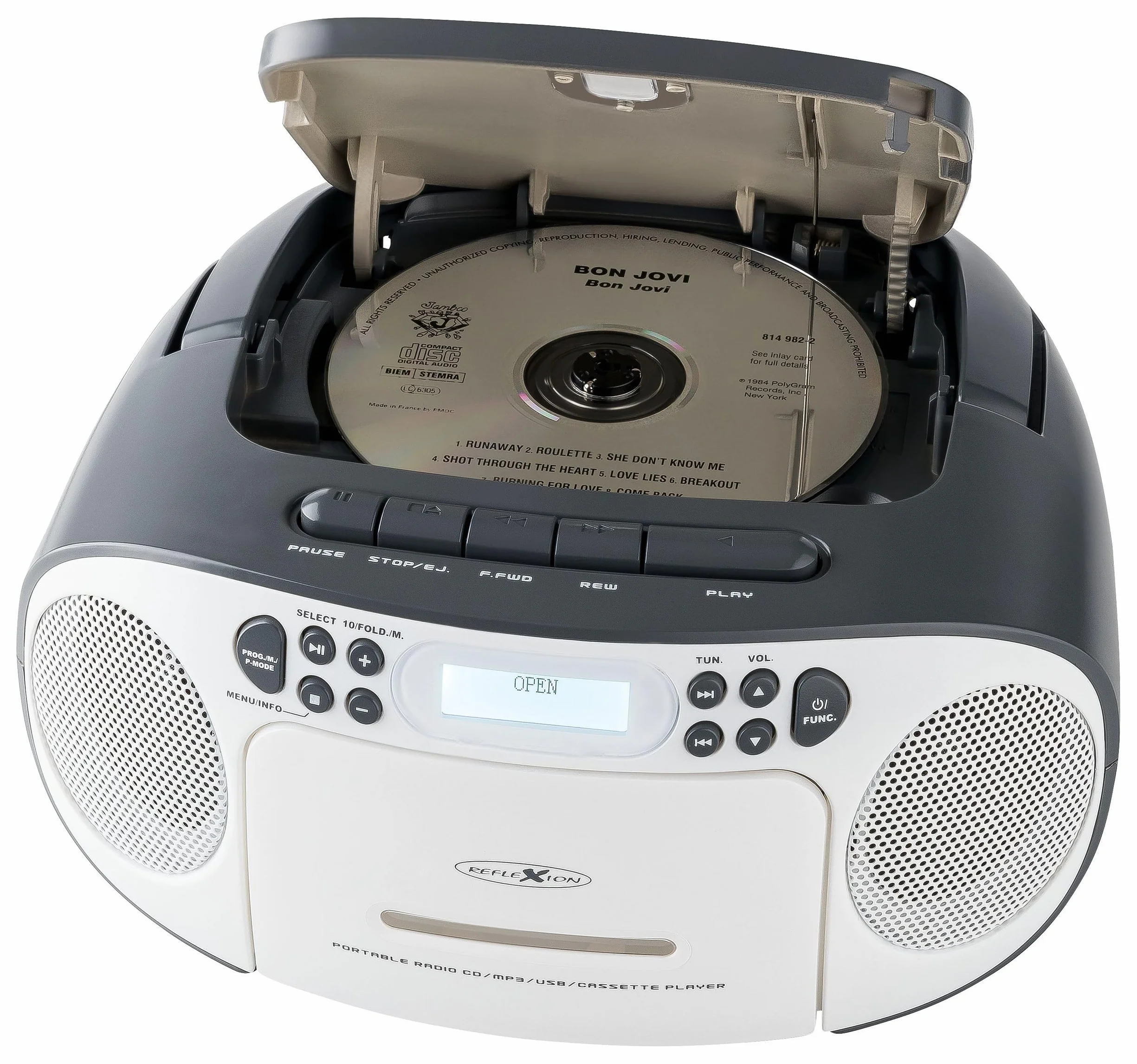 Radio CD DAB+/FM REFLEXION RCR2260DAB/GR z AUX, USB, Cassetta, Grigio