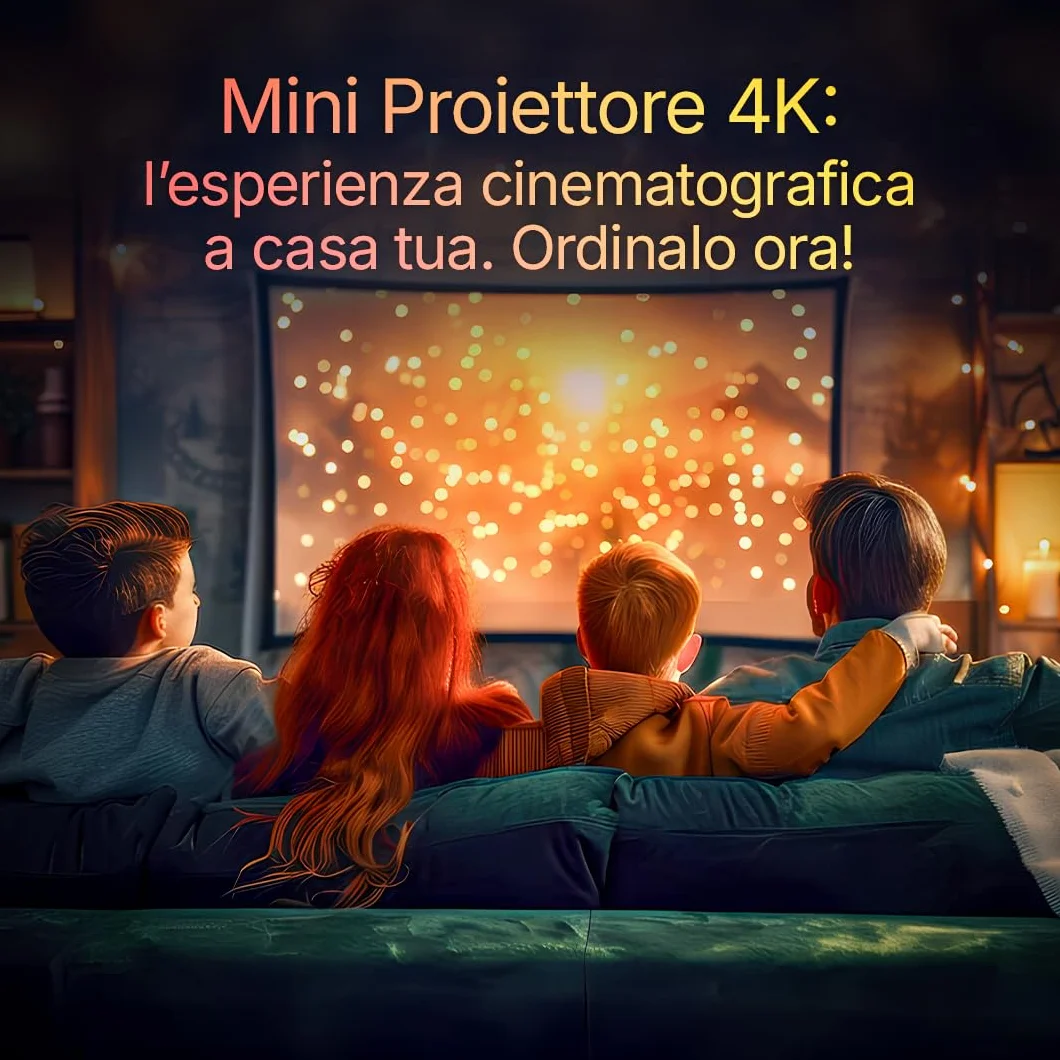 Mini Proiettore Portatile con WiFi 5G e Bluetooth 5.0 - Proiettore LED con Android OS, Correzione Trapezoidale Automatica, Supporto 4K, Ideale per Home Theater e Intrattenimento