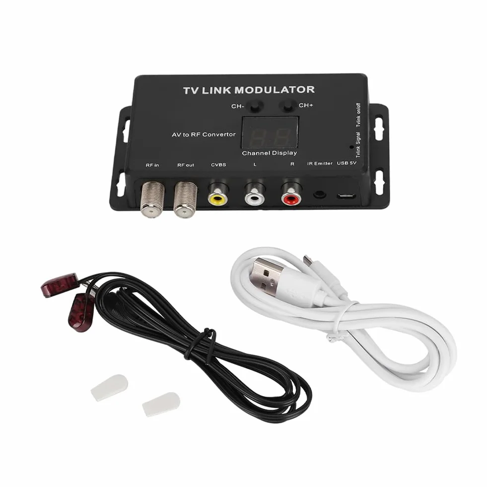 Modulatore UHF TV Link Estensore IR Convertitore da AV a RF con Display Canale, Regolabile per AV Source
