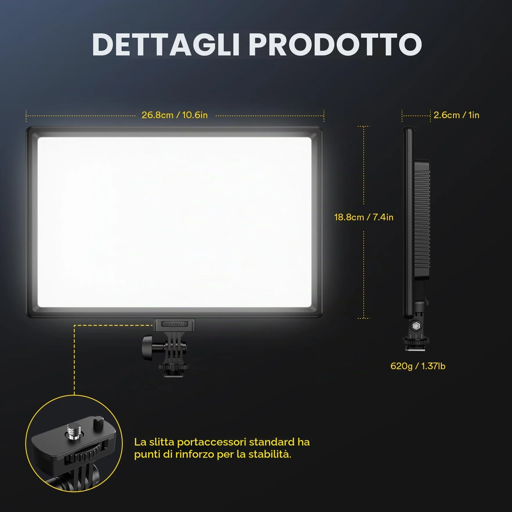 RALENO Pannello Luce LED, luce video a led con batteria da 4000 mAh*2, Lampada Video LED dimmerabile 2500-6500K, CRI 95, luce da studio per fotografia, chiamate Zoom, registrazione video