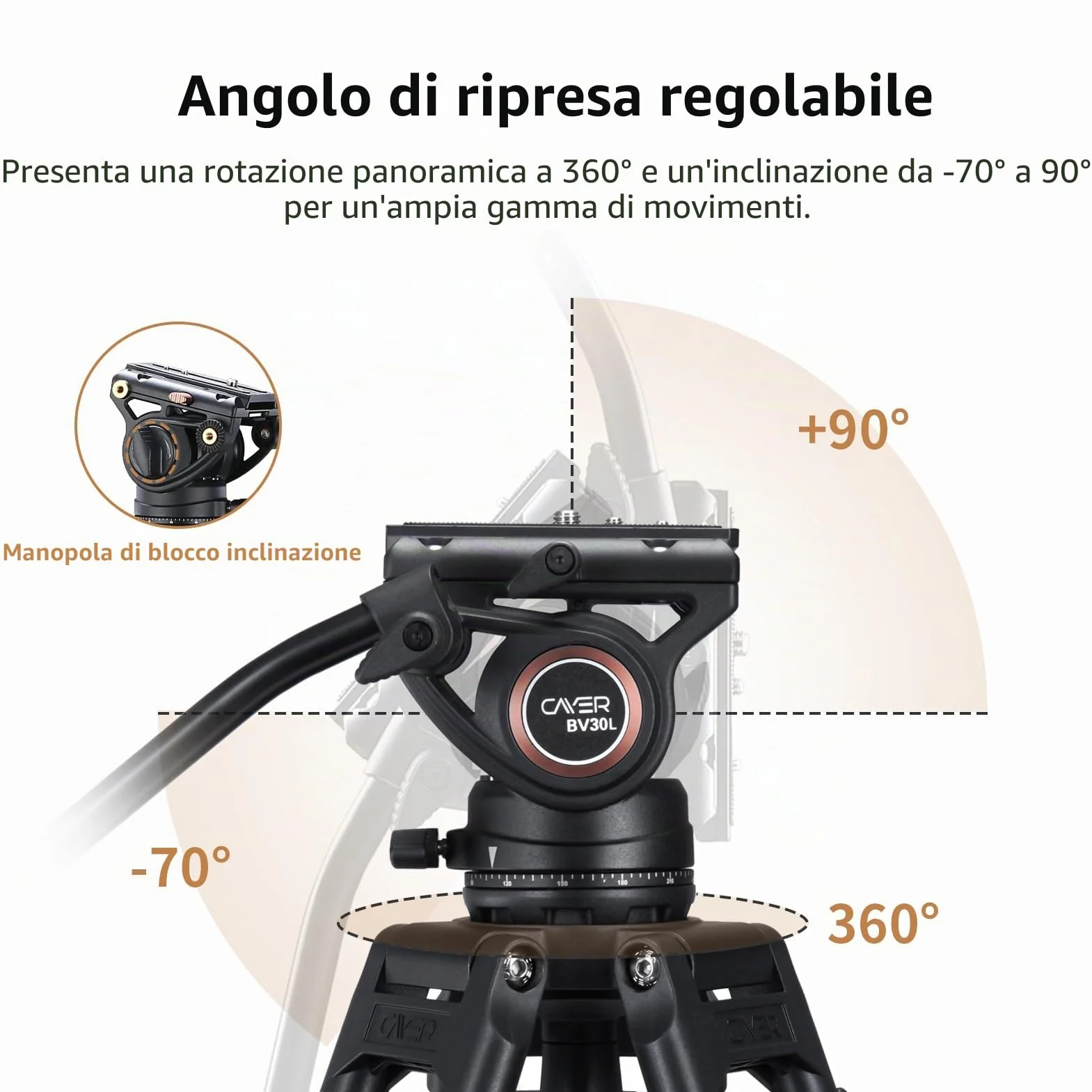 Cayer Video Tripod System, BV30L 72 pollici - Treppiede in tubo doppio di alluminio per impieghi gravosi professionale, testina fluido K3, caricamento massimo 13,2 lb, camcorder DSLR