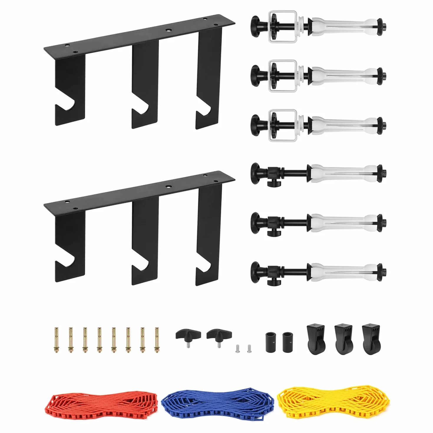 QWORK® Supporto per appendere fondali fotografici per 3 rotoli - montaggio a parete/soffitto - adatto per rotoli con diametro interno di 50/60 mm - carico sicuro di 10 kg per rotolo