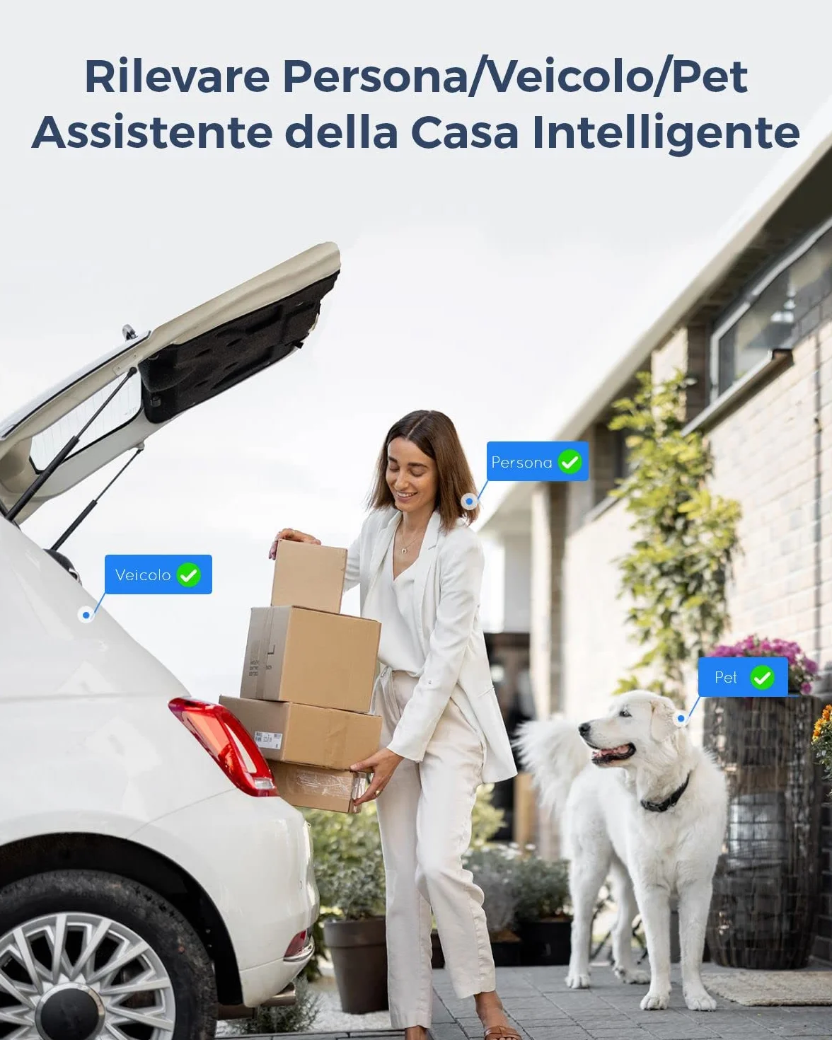 Reolink PoE 4K Telecamera Esterno, 5X Zoom Ottico, Rilevamento di Uomo/Veicolo/Animale, Faretti per Visione Notturna a Colori, Audio Bidirezionale, Time-Lapse, Slot per Scheda microSD, RLC-811A