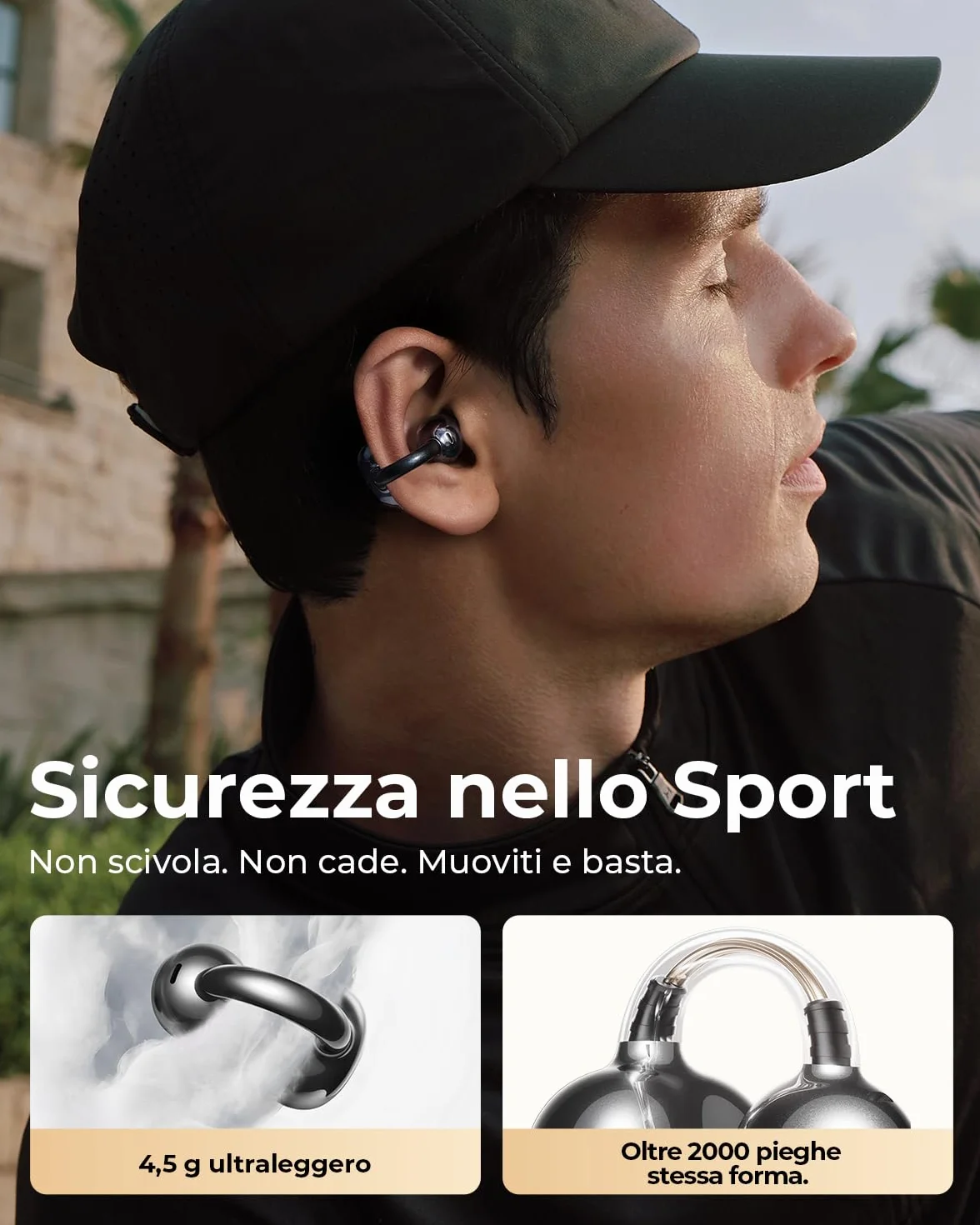 SANAG S6SUltra Auricolari Open Ear, Cuffie Clip on, Comfort e Vestibilità Stabile, Bluetooth 6.0, Bassi Profondi, IP67, 42H di Autonomia, Chiamate AI, App Personalizzata, Ideali per Sport e Lavoro