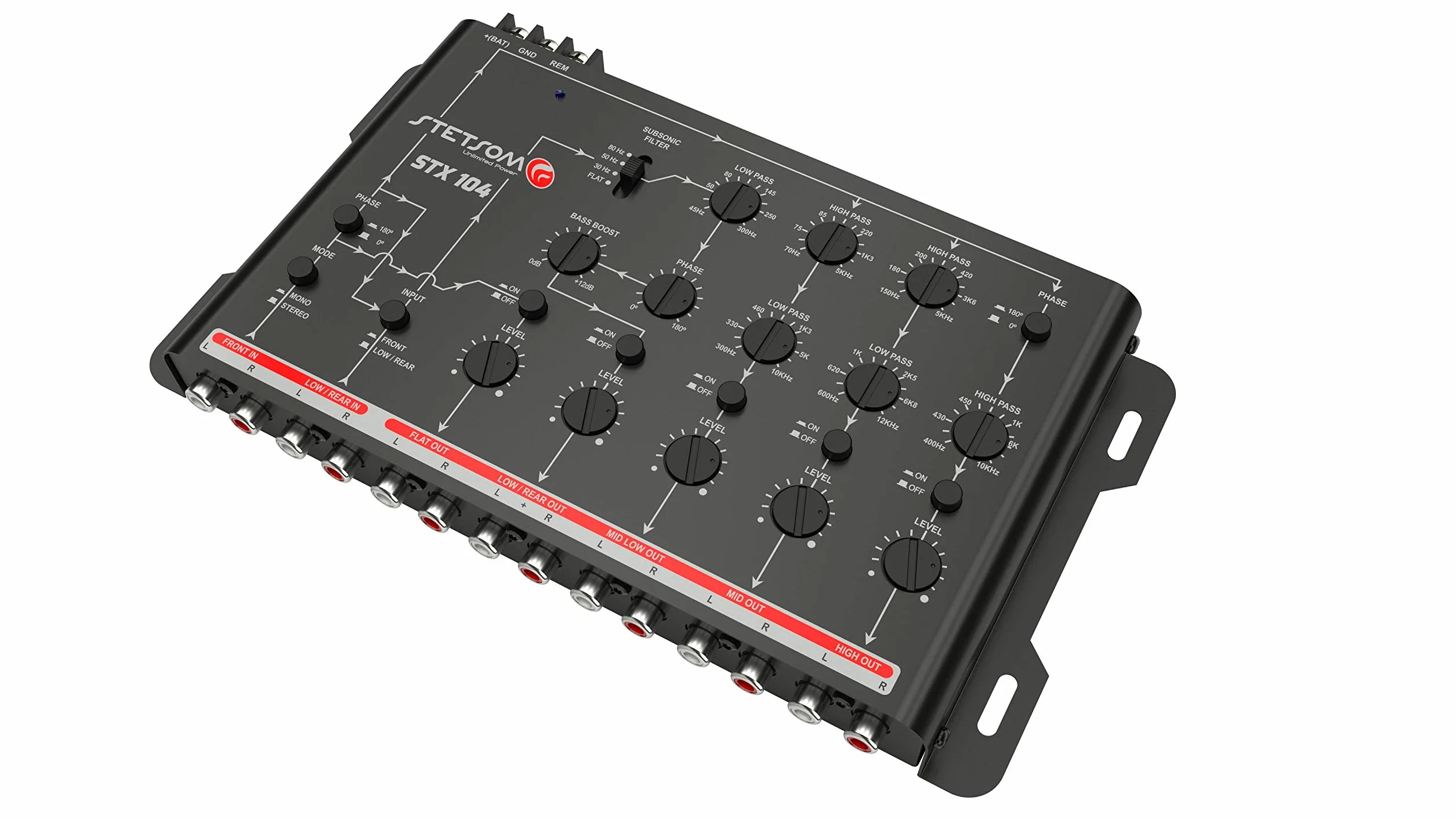Stetsom STX 104 PRO - Crossover, canali a 5 vie, audio digitale elettronico per auto, processore di segnale di uscita, crossover audio per auto ad alta precisione, crossover audio, regolazione