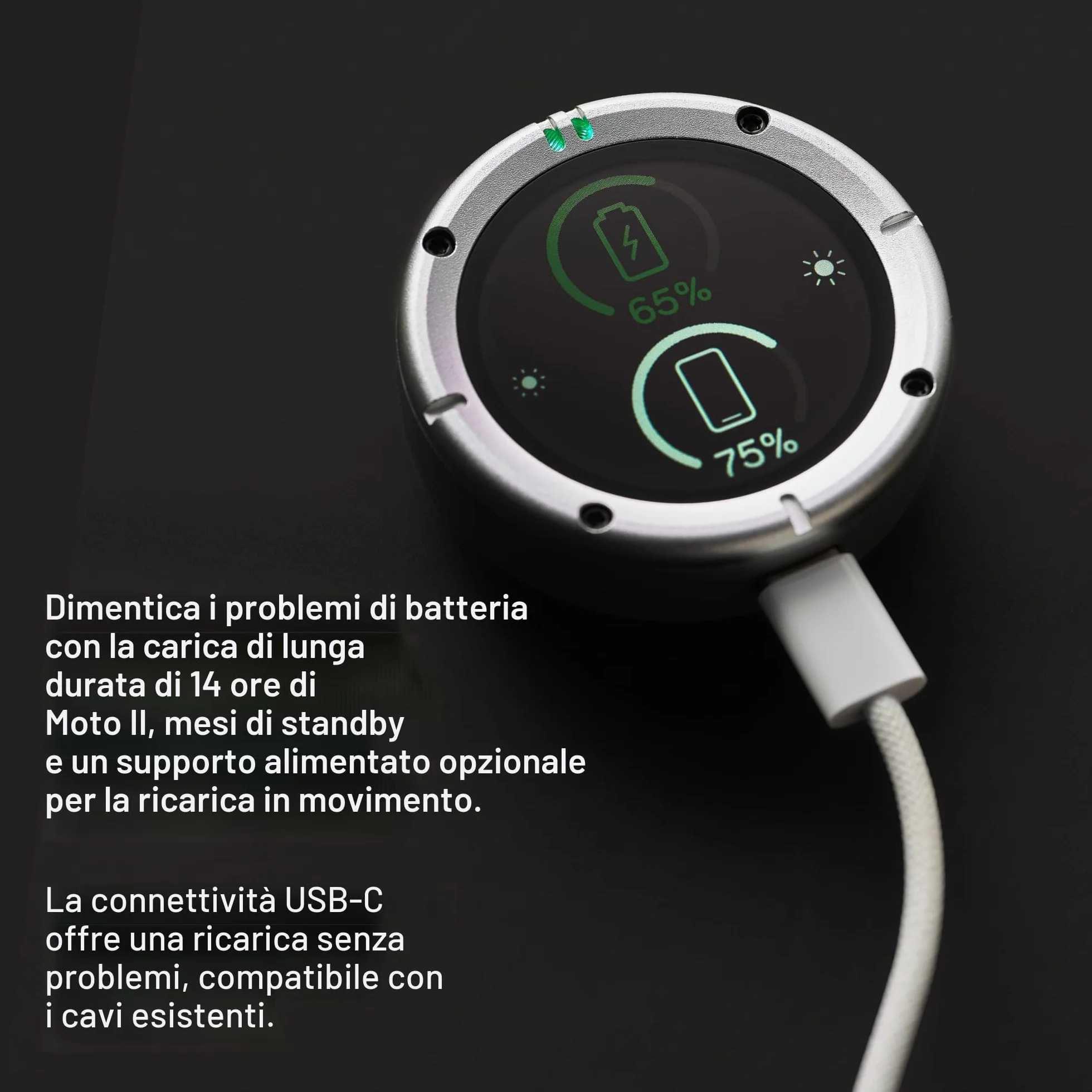 Beeline Moto II - Navigatore GPS da Moto - Schermo Ultra-luminoso | Navigazione, Velocità, Orario Arrivo | Batteria 14 ore, Impermeabile IP67 Antiurto, ricarica USB-C, Aggancio Universale al Manubrio
