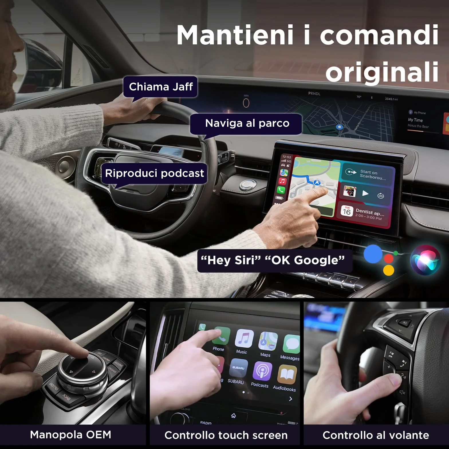 MSXTTLY Adattatore Wireless CarPlay e Android Auto U2AC-01, Converte CarPlay/Android Auto Cablato in Wireless, compatibile con iPhone 17/16/15/14/13/12 R e Android 11+, USB-C/USB-A, Nero