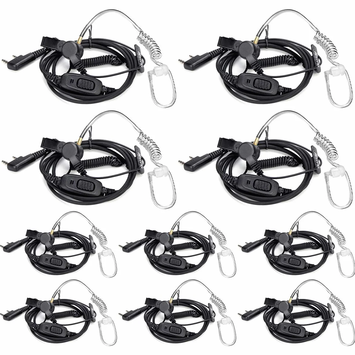 Retevis EEK009 Walkie Talkie Auricolare di Sorveglianza con Bobina Tubo Acustico Nascosto 2 pin Compatibile eSYNiC RT24 RT27 RT668 RT619 10 Pezzi