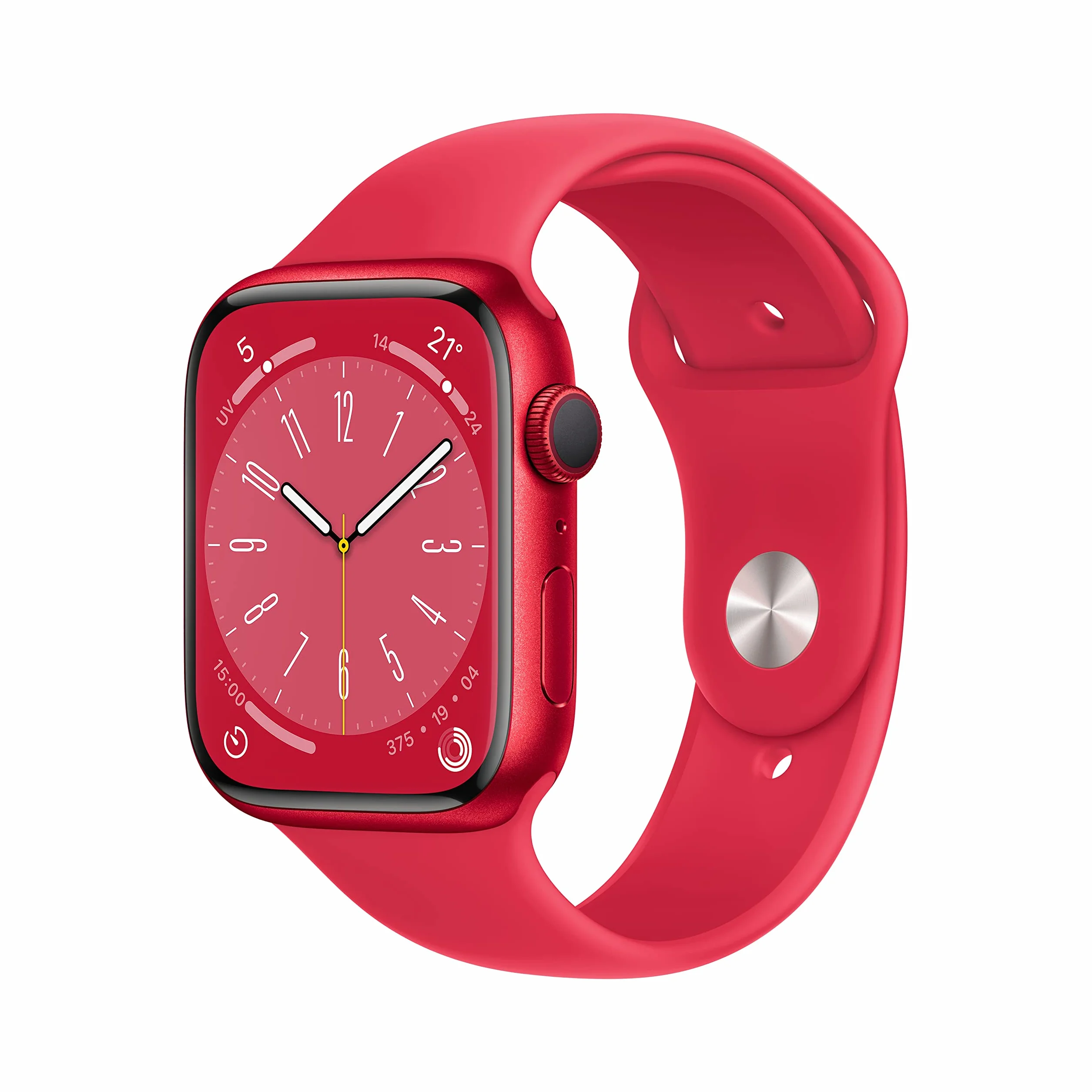 Apple Watch Series 8 (GPS, 45mm) Cassa in Alluminio (Product) Red con Cinturino Sport (Product) Red, Taglia unica (Ricondizionato)