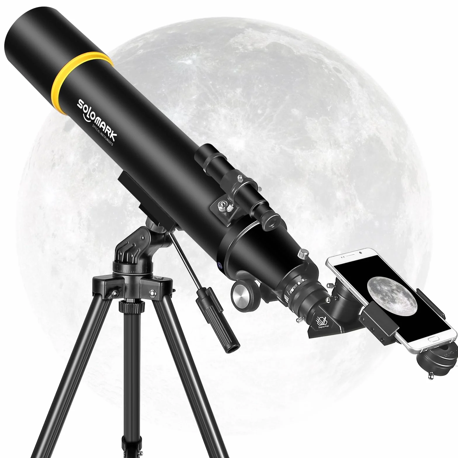 SOLOMARK Telescopi per adulti Astronomia, 80mm Apertura 900mm Refractor Telescope per bambini, principianti, telescopi da viaggio compatti e portatili con custodia