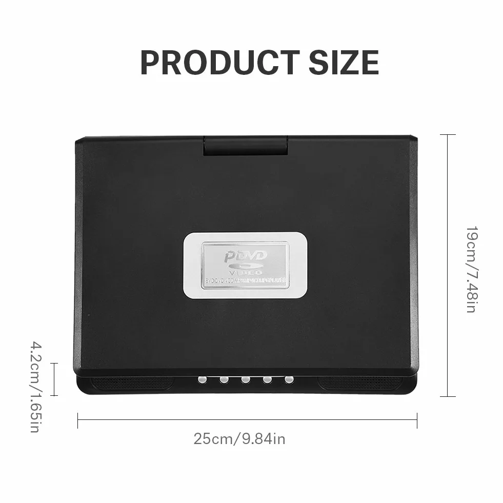 Socobeta Lettore Video Dvd Girevole LCD Portatile da 9 Pollici Widescreen Radio Gioco SD USB AV CD VCD(Spina UE)