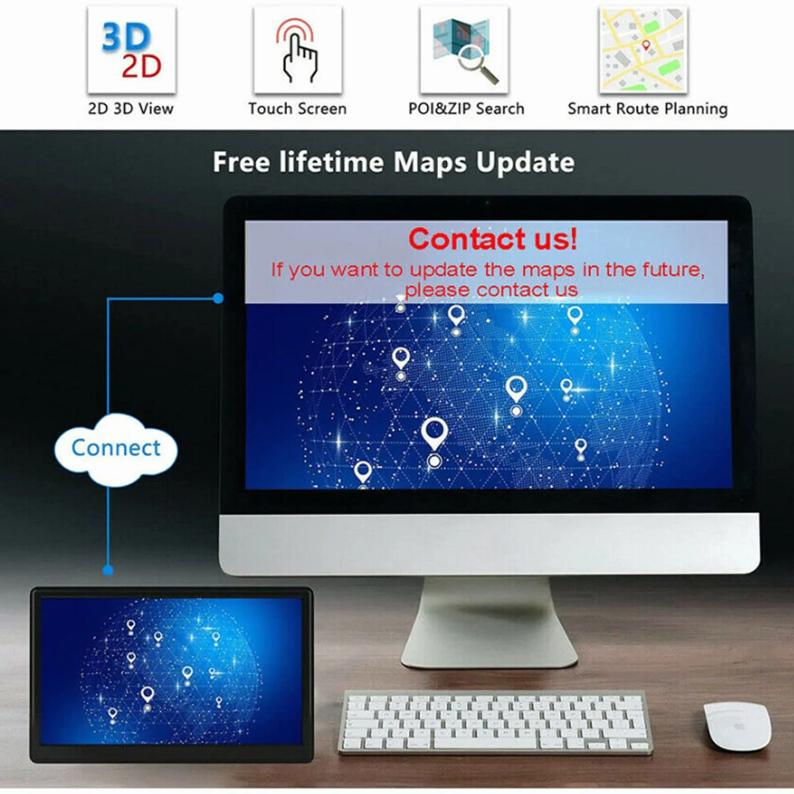 Navigazione GPS 7 Pollici HD Touch Screen 8 GB ROM 256 MB WiFi per Auto Camion