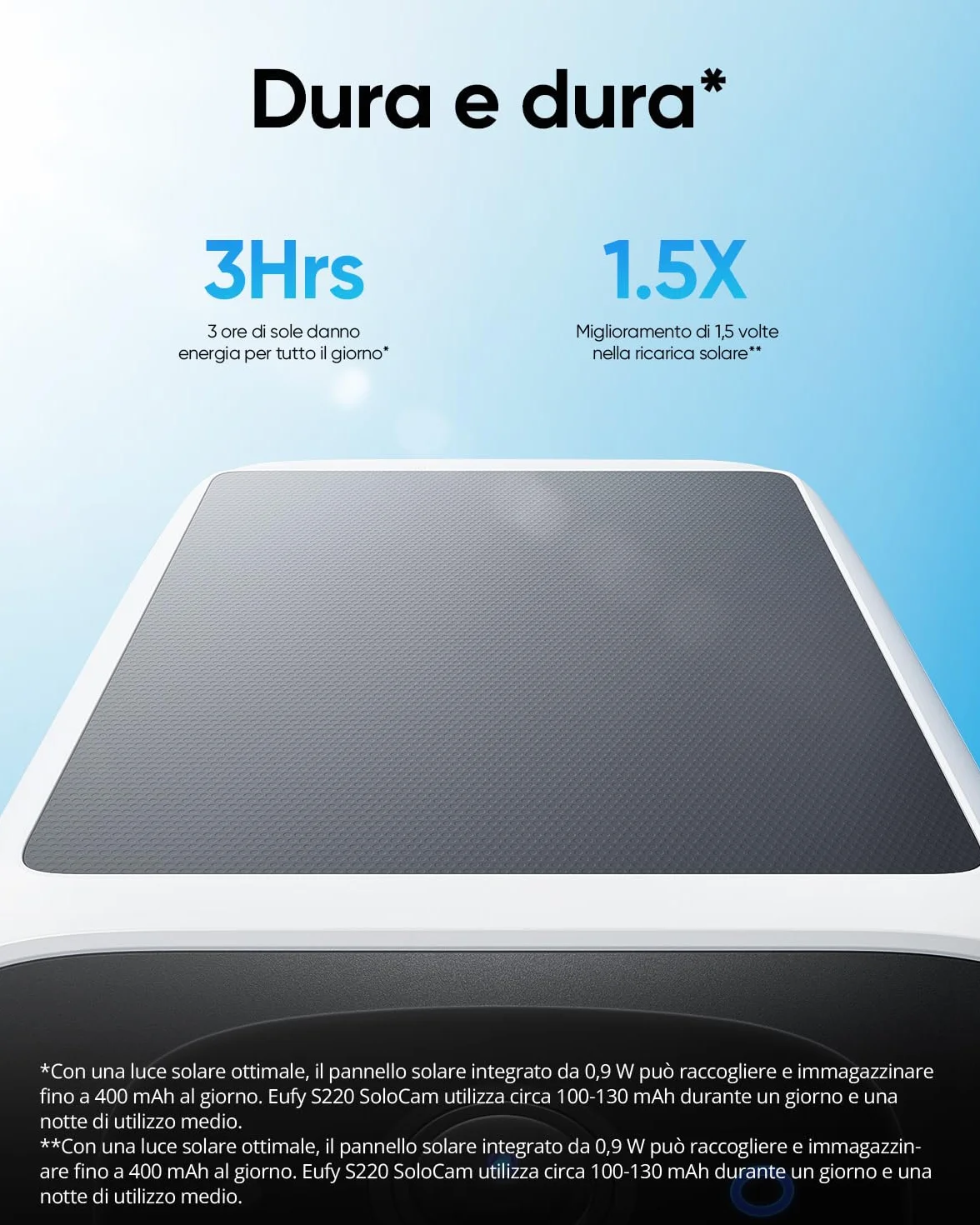 eufy Security telecamera wi-fi esterno S220 SoloCam 2-Pack, Risoluzione 2K, Forever Power, Telecamera wifi esterno senza fili solare, Wi-Fi 2,4 GHz, 2-Pack+Homebase 3