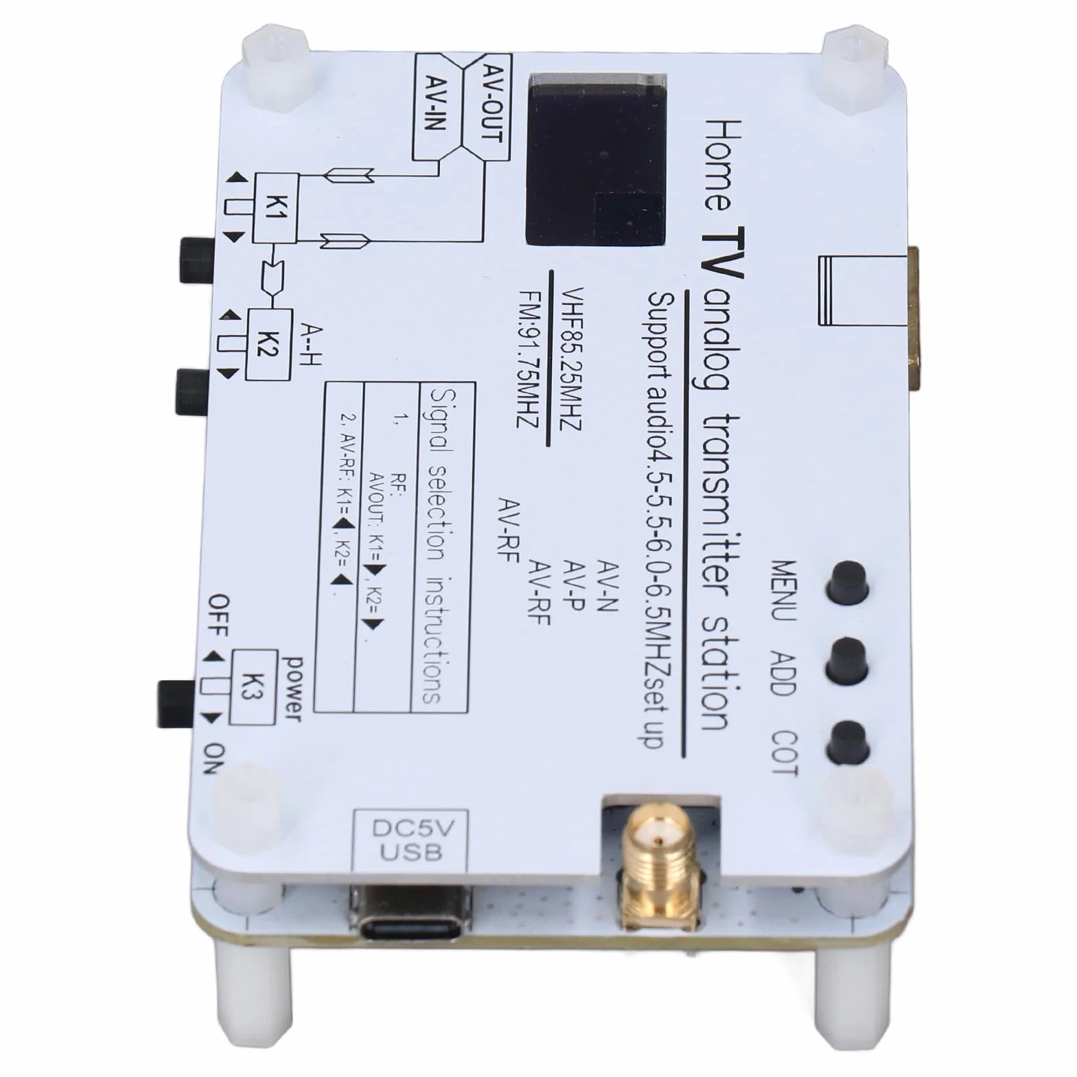 Trasmettitore di segnale TV analogico, AV HD Input, N a P Sistema, 20m Raggio, Frequenza VHF UHF, 4.5-6.5 MHZ Audio, DVD VCD PC Mobile Phone Sorgenti di segnale